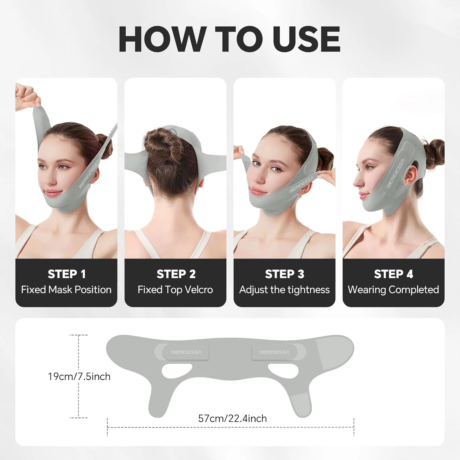 V-Lift Pro V-Line Lifting Face Mask - Anti-Wrinkle & Face Contouring Wearable Band, Double Chin Reducer for Sculpted Jawline, Seamless Design with Breathable Fabric (Beige)