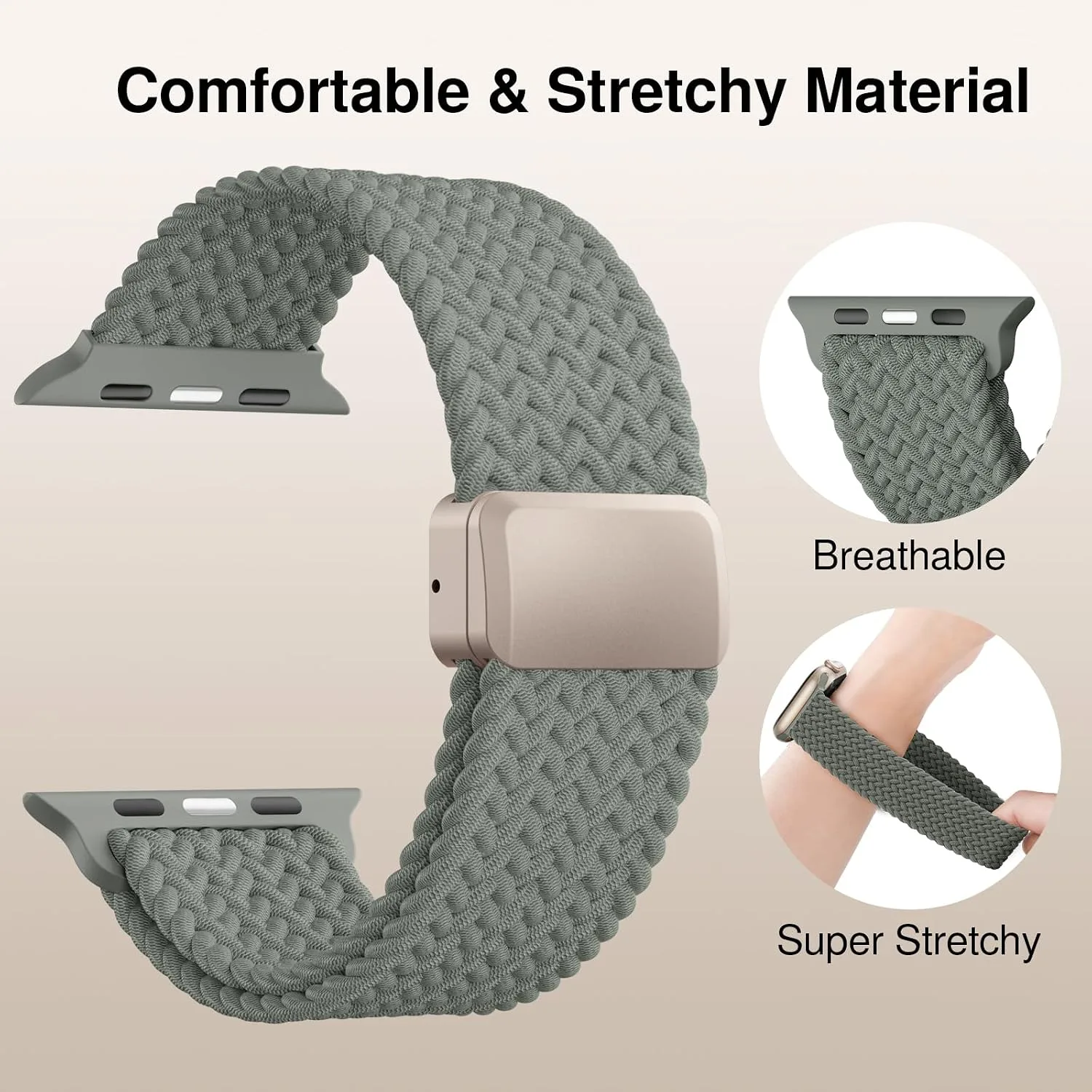 Braided Stretchy Magnetic Sport Band for Apple Watch Bands for Women Men