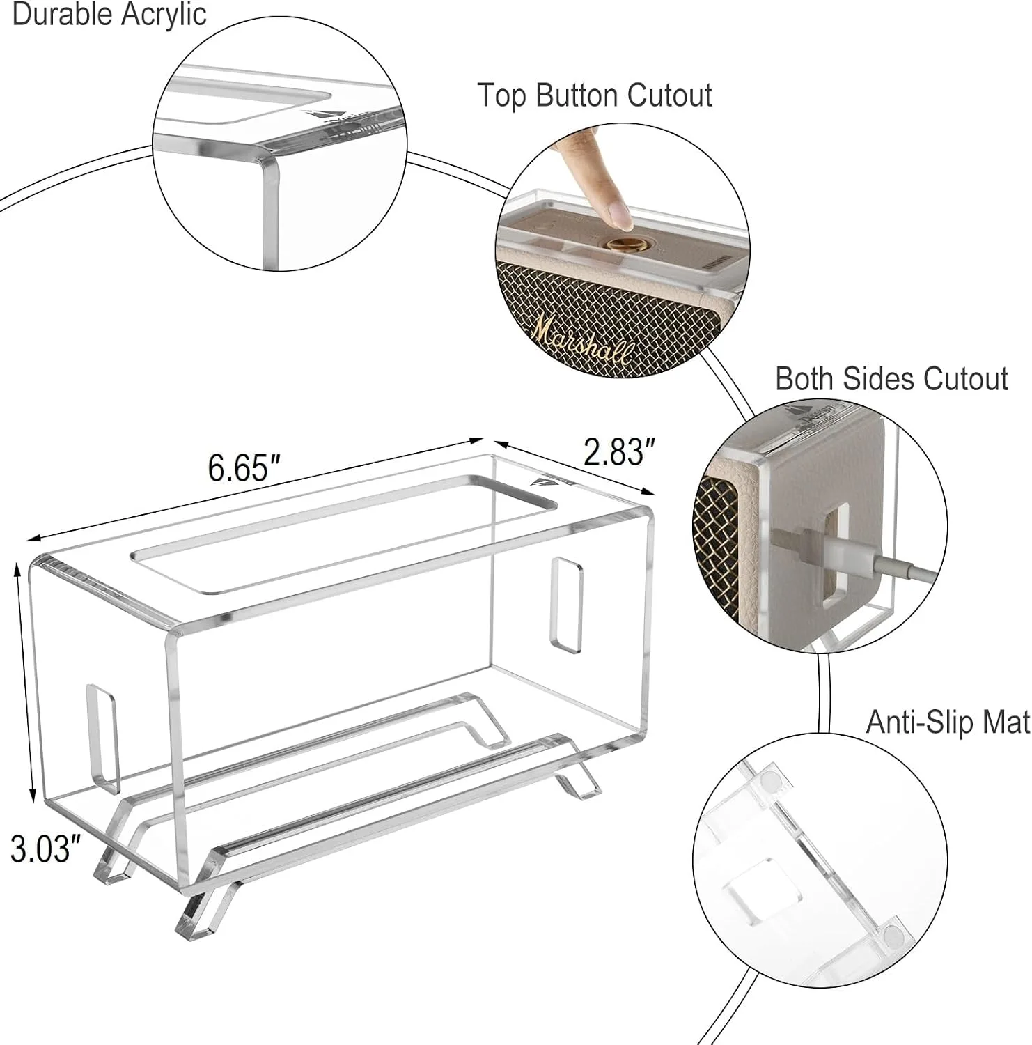 Acrylic Desktop Stand Holder Compatible with Marshall Emberton/Emberton II/Emberton III Portable Speaker, Table Holder Display Shelf Speaker Desktop Stand Shelf (Transparent)