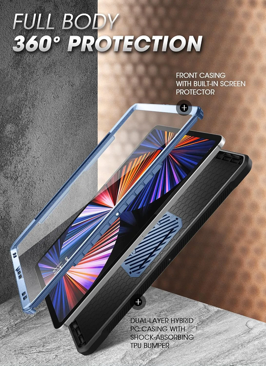 SUPCASE for iPad Pro 12.9 inch Case 2022/2021/2020 with Pencil Holder Blue