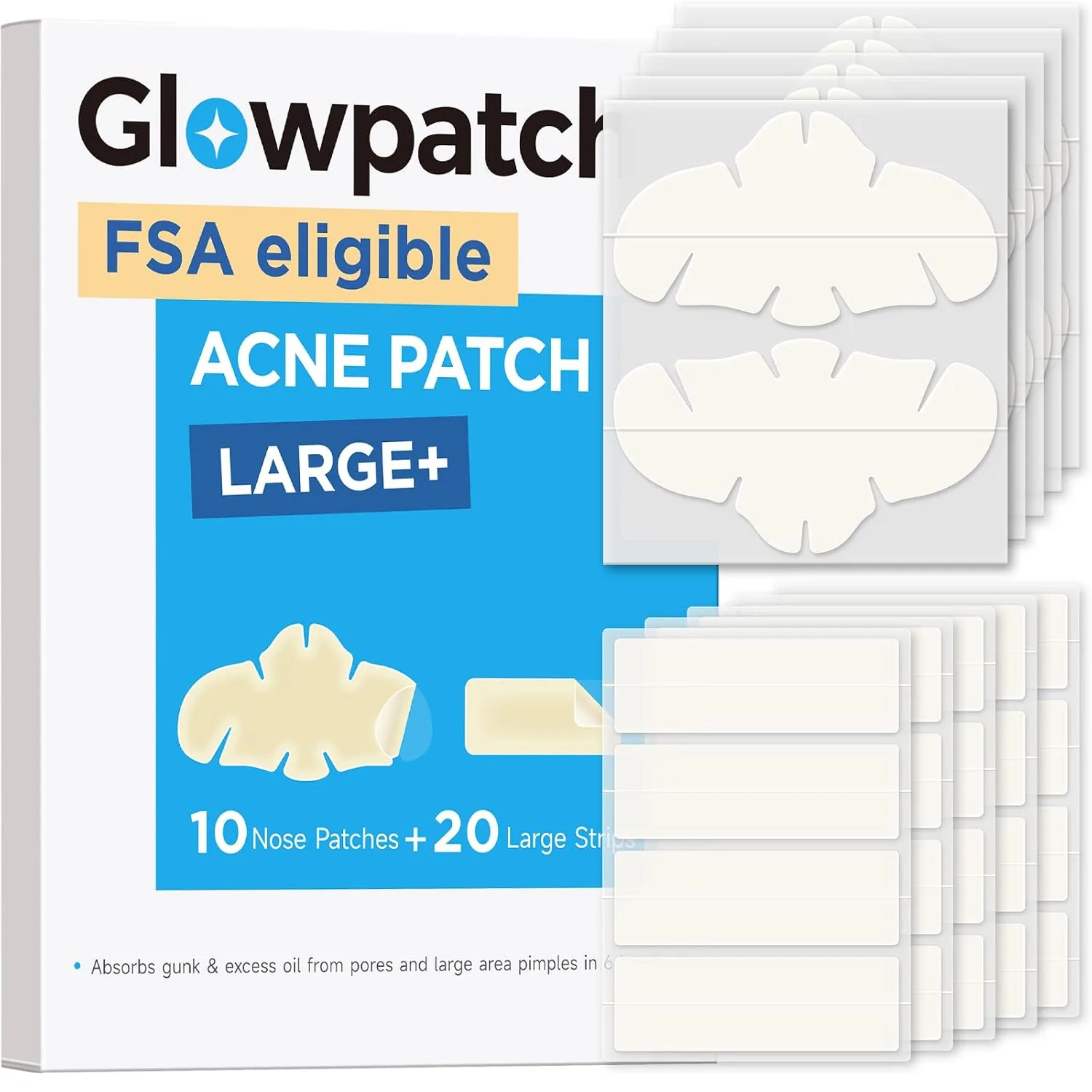 Large Hydrocolloid Pimple Patches for Breakout Areas, 30 Count