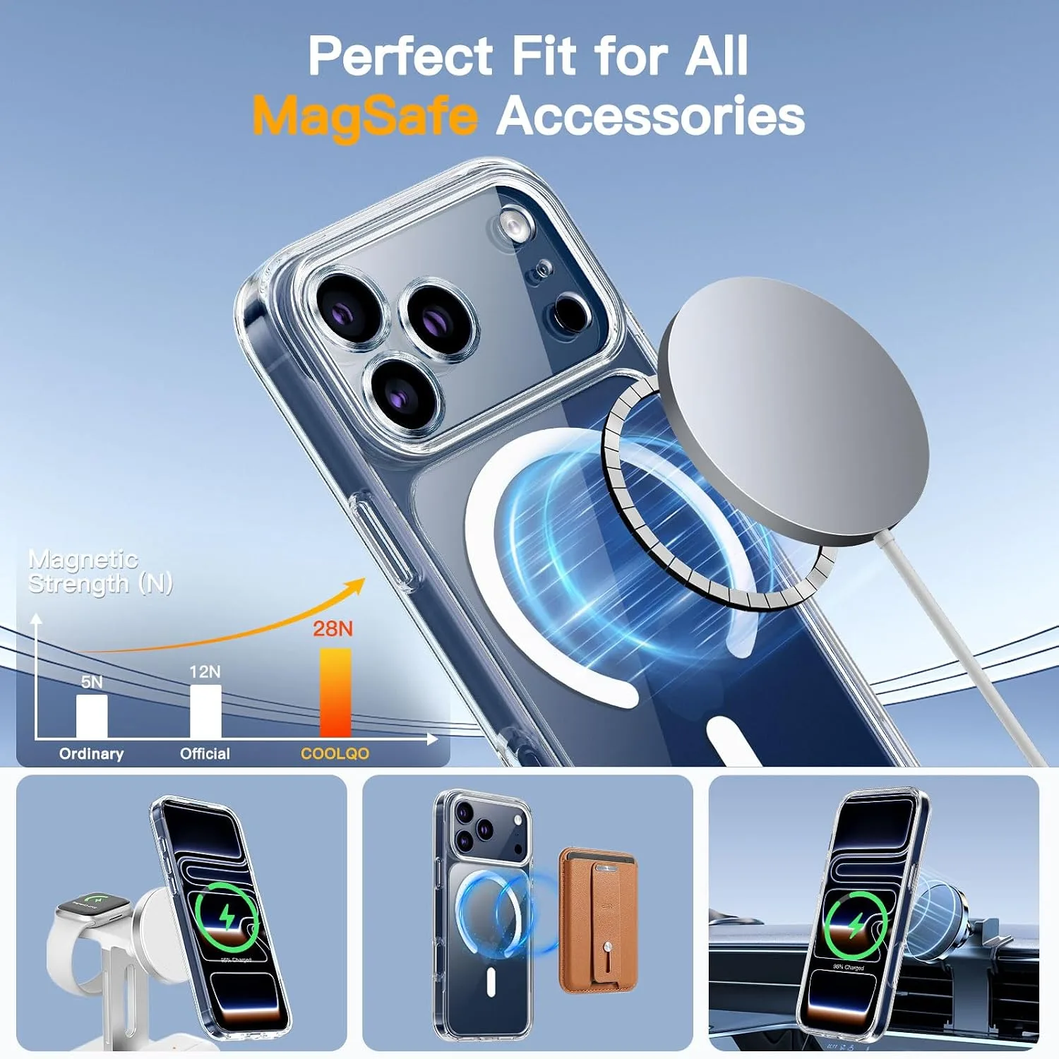 COOLQO Magnetic for iPhone 18/17 Pro Max Case, Crystal Clear