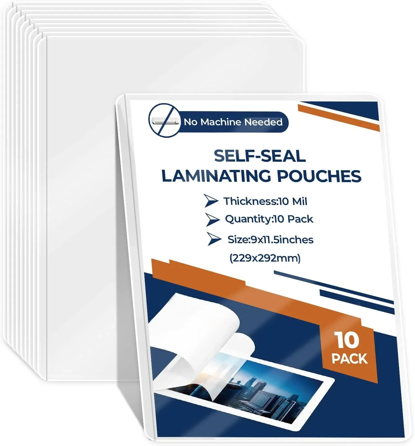 10 Pack 10 Mil 9"x12" Self Sealing Laminating Pouches Self Adhesive Lamination Pouches Clear Laminate Sheets for Office
