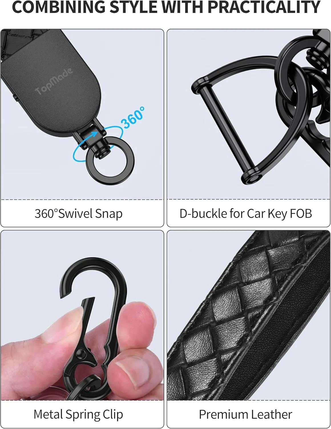 Smart Keychain Tracker (iOS & Android) Car Key Finder, Black & Carbon Black