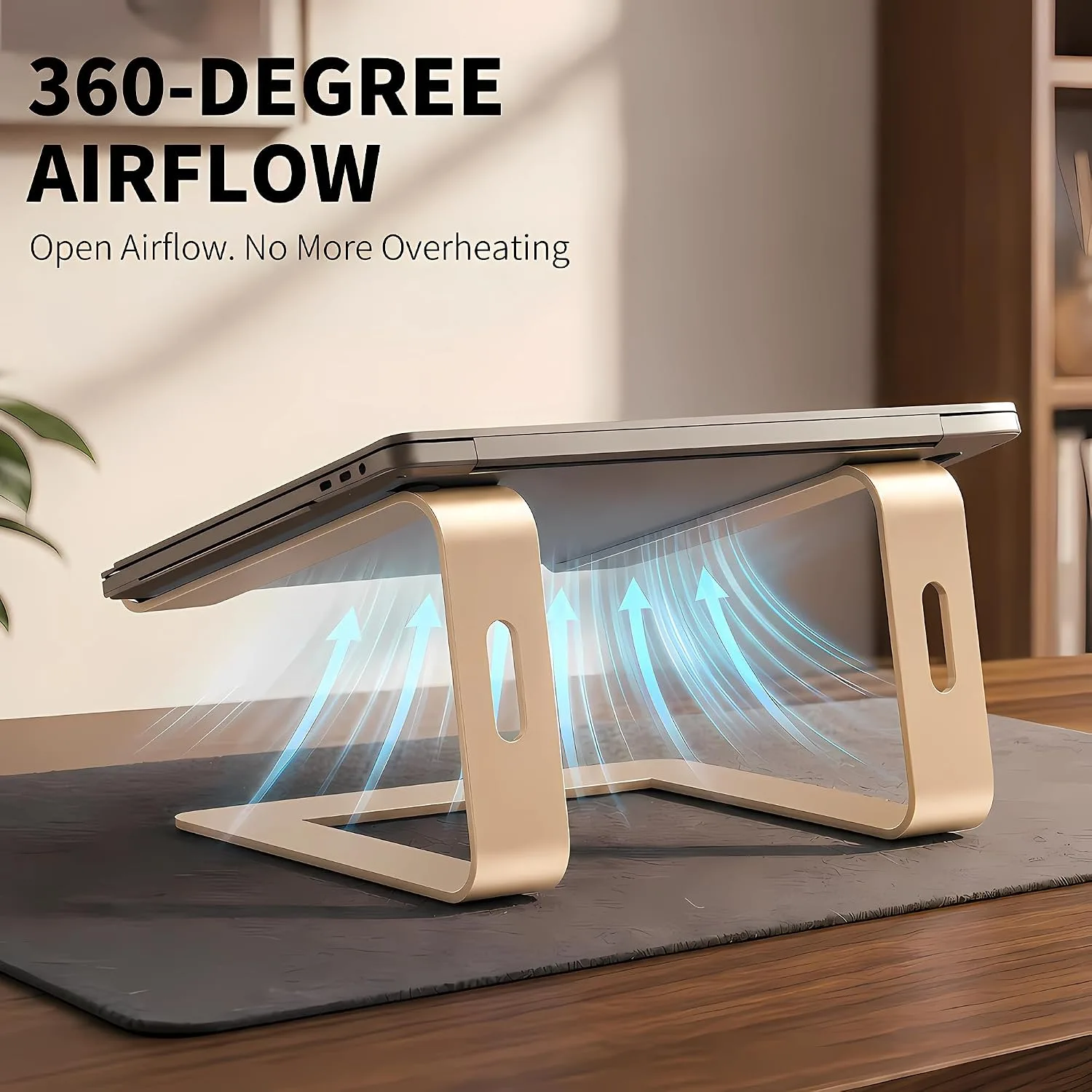 Orionstar Ergonomic Laptop Stand, Aluminum Riser, 10-15.6", Gold