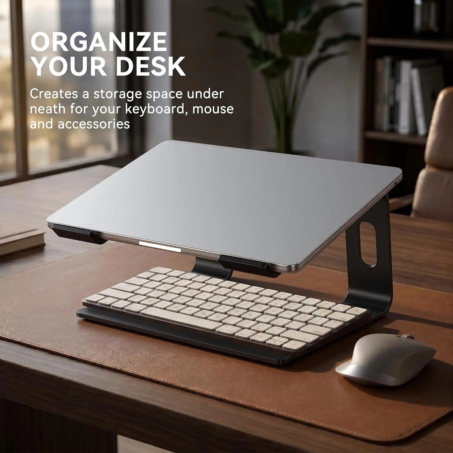 SOUNDANCE Laptop Stand, Aluminum Ergonomic Desk Riser, 10-15.6",Black