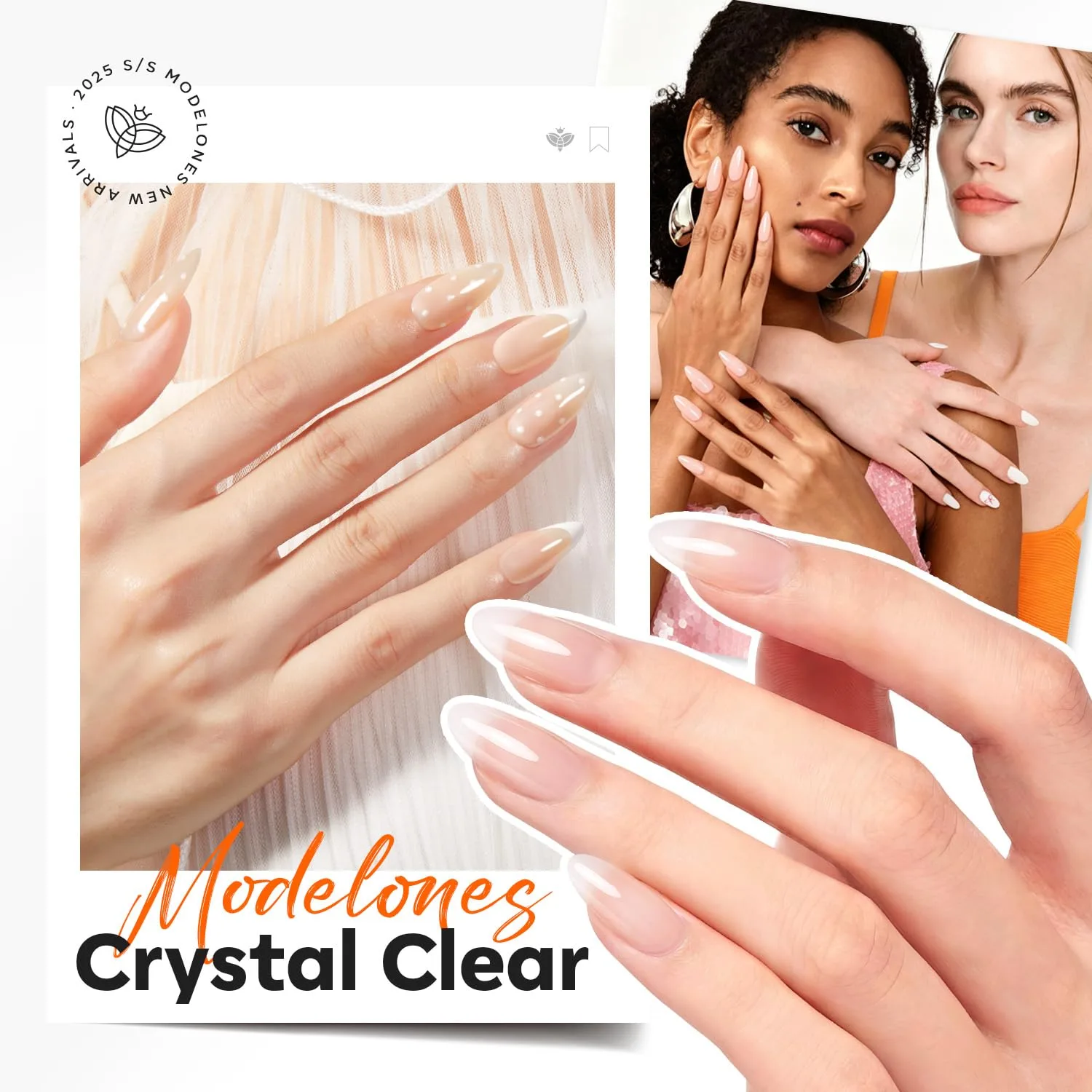 modelones Builder Nail Gel HEMA-Free Clear, Gentle Formula Self Leveling