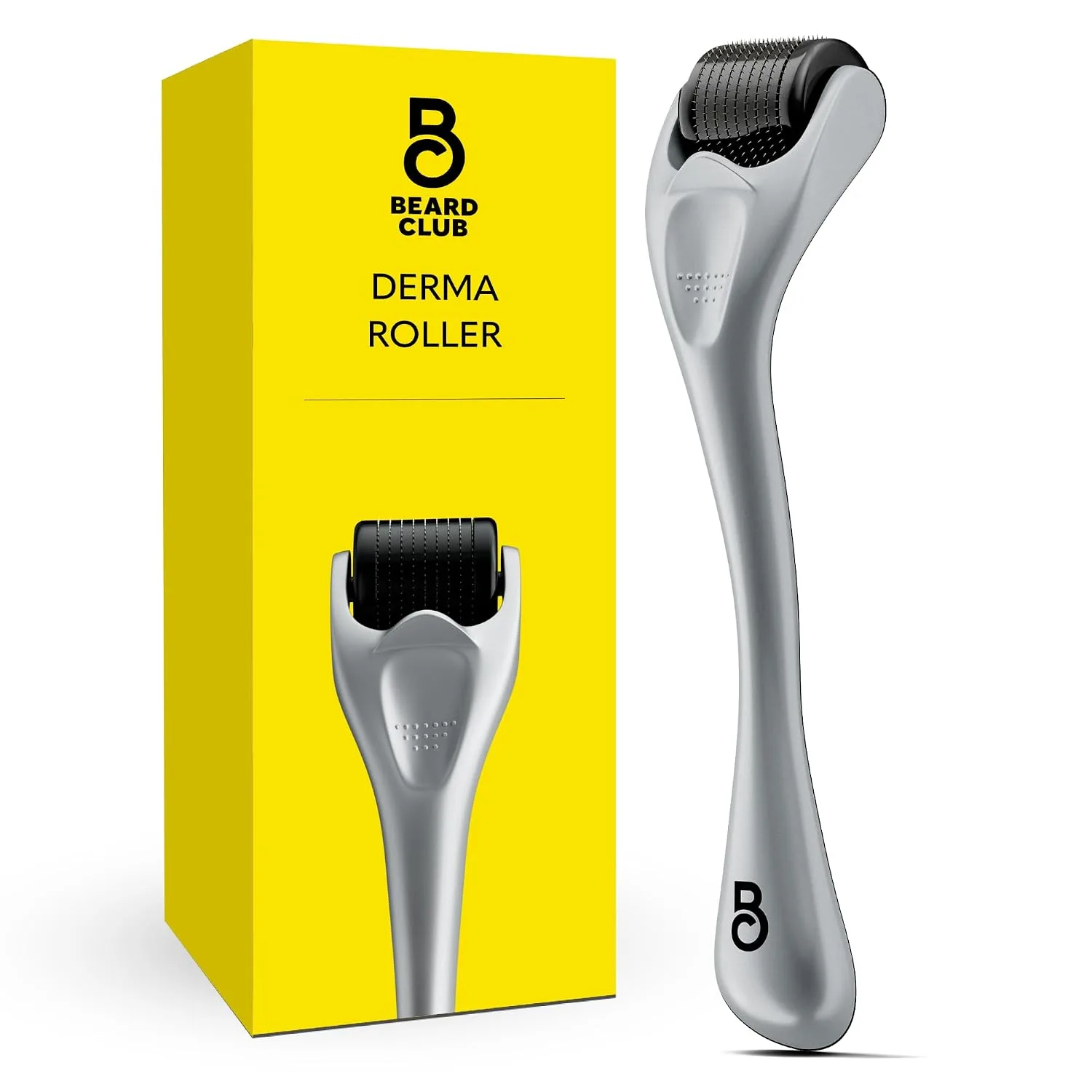 The Beard Club Derma Roller and Biotin Beard Balm Bundle - Mens Grooming Kit with 540 Titanium Microneedle Face Roller 0.25 mm and Thickening Shea Butter Balm for Facial Hair and Skin Care