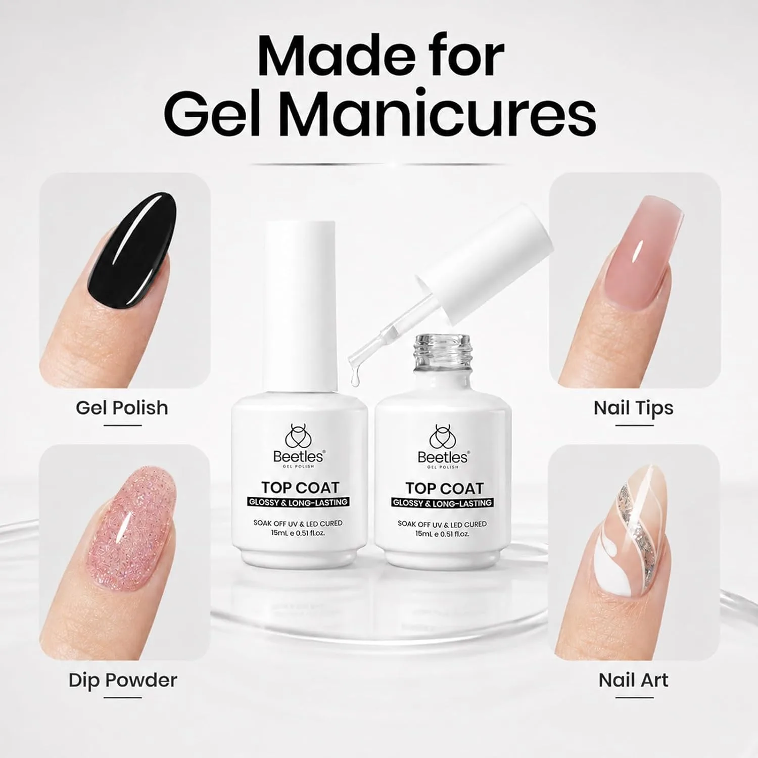 Beetles Extra Glossy No Wipe Gel Top Coat 2 Pcs 15 ml