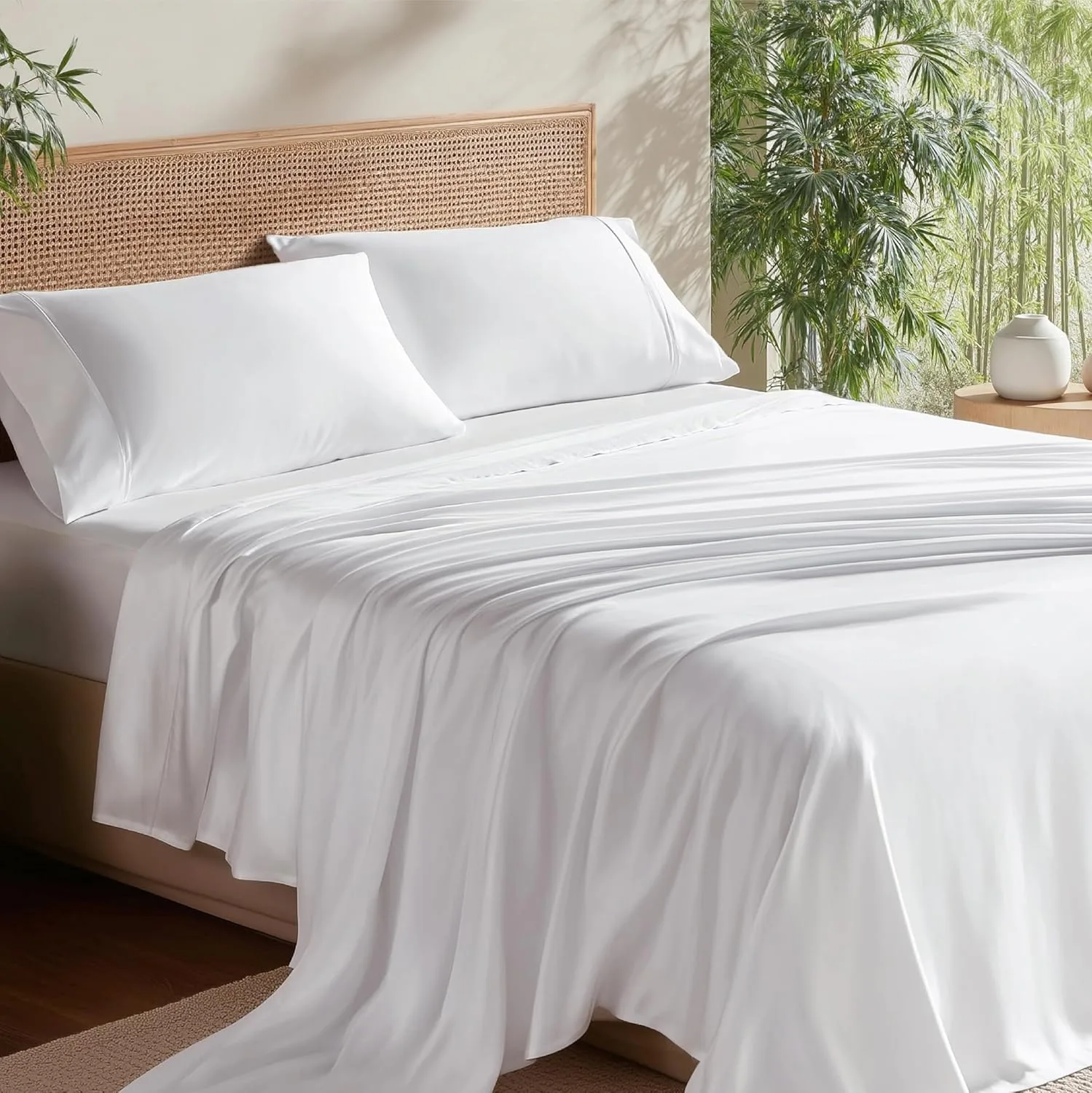 Bedsure PureWoven 100% Rayon Derived from Bamboo, Full Size Sheets, 4 PCS