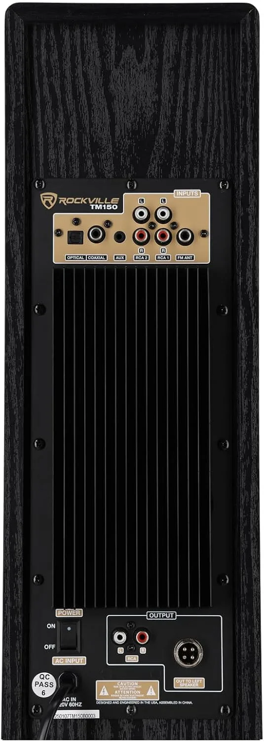 Rockville TM150B Black Powered Home Theater Tower Speakers Dual 10" Subs