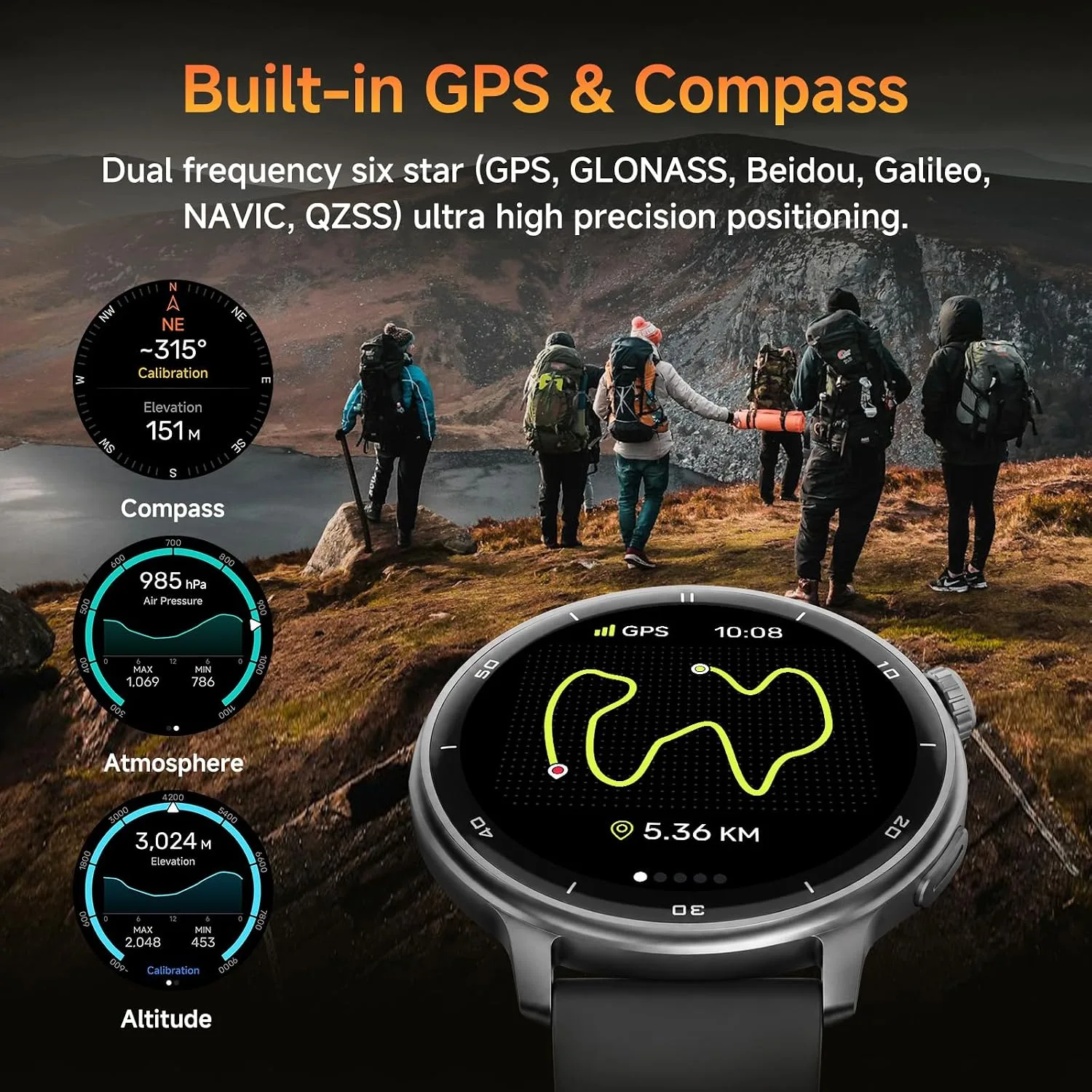 Smart Watches for Women Men Built-in GPS, 1.43" AMOLED HD Screen Smartwatch