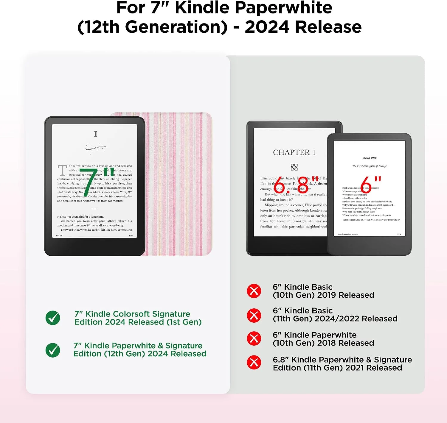 SESENSE Magnetic Case for 7'' Kindle Paperwhite 12th Gen 2024 & Colorsoft