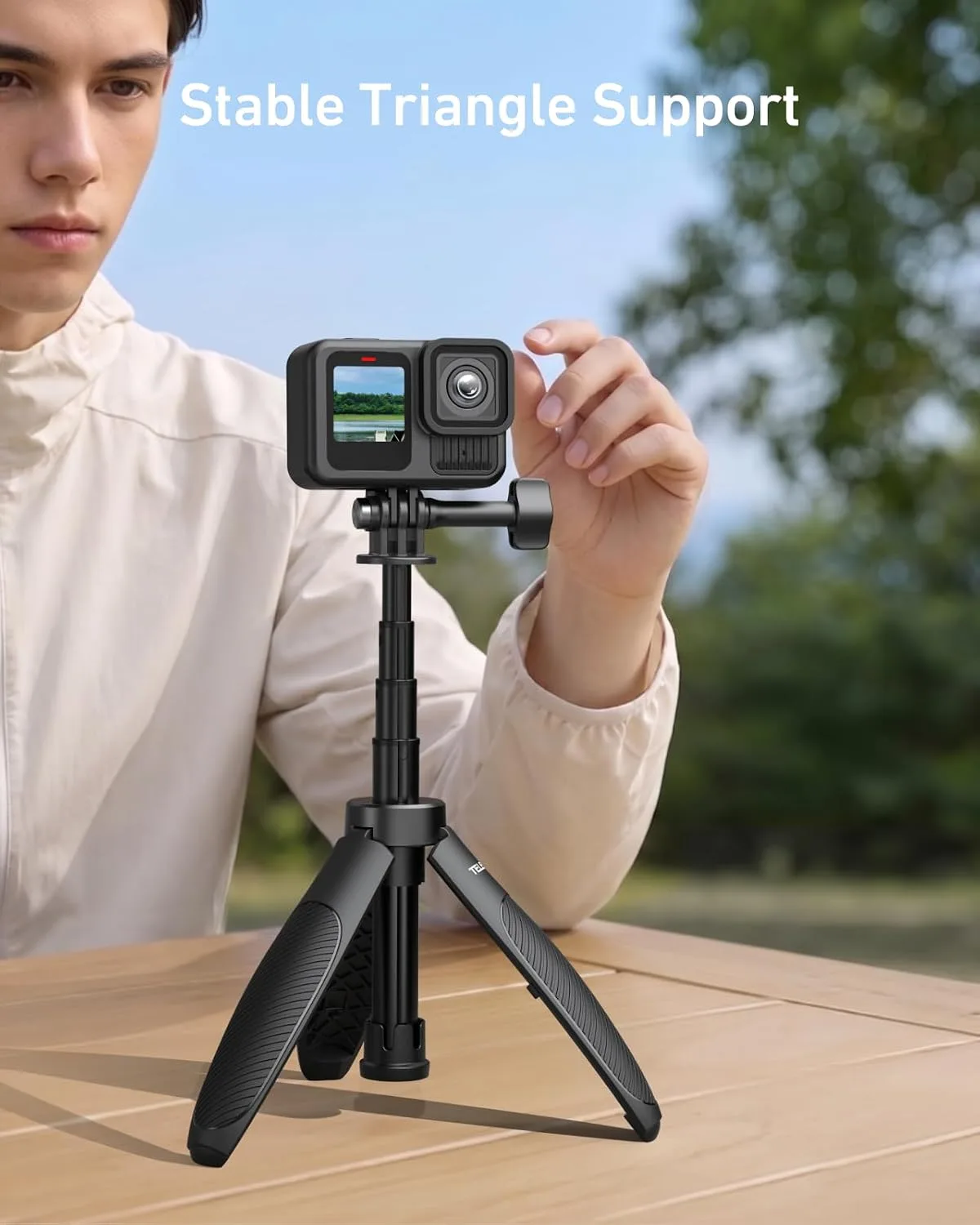 TELESIN 15.7" Mini Selfie Stick Tripod for DJI GoPro Insta360 Action Camera