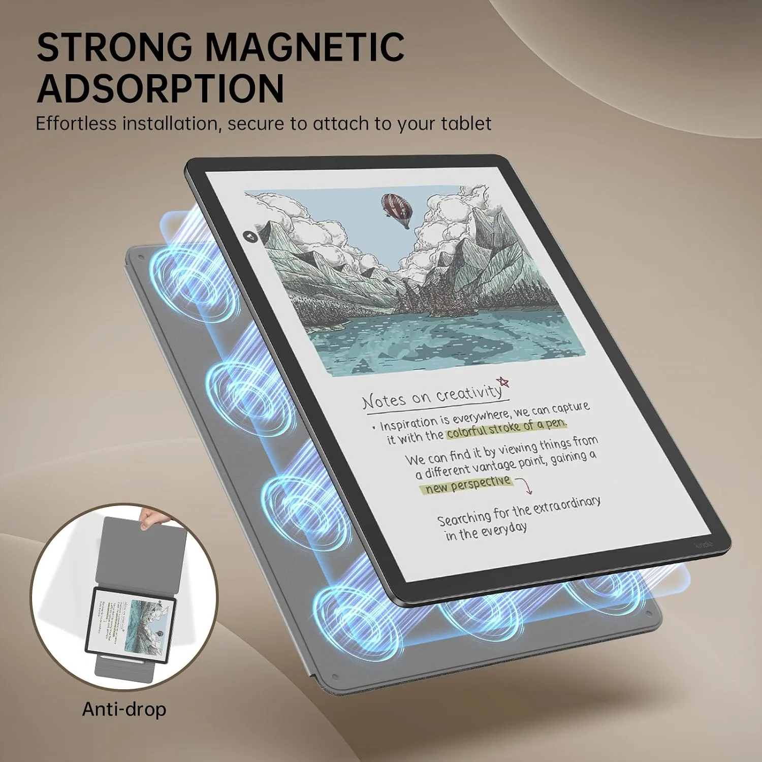 MoKo Magnetic Case for 11" Kindle Scribe 3rd & Colorsoft 1st, Denim Gray