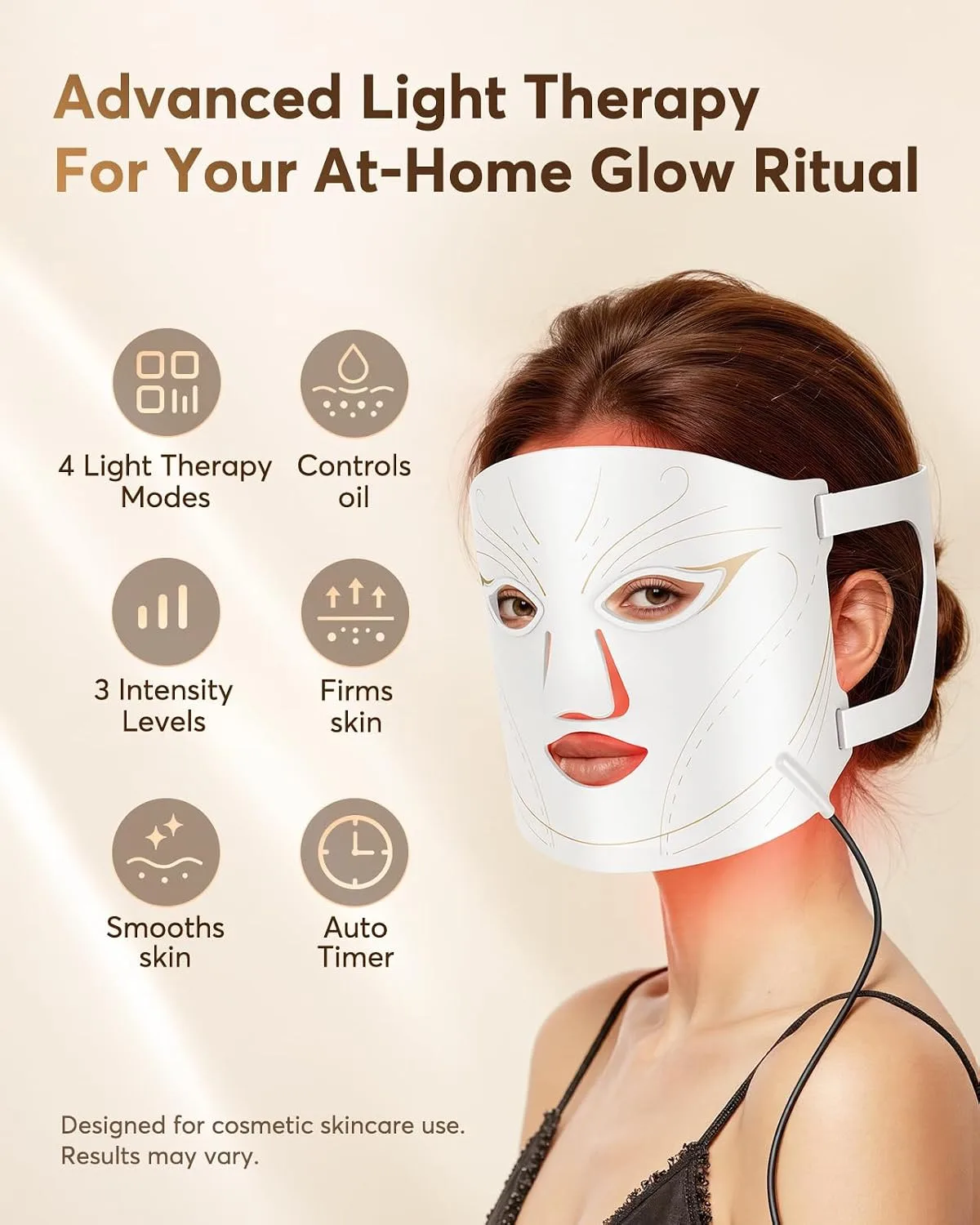 Red Light Therapy Mask for Face, 850nm NIR, Red & Blue LED Light