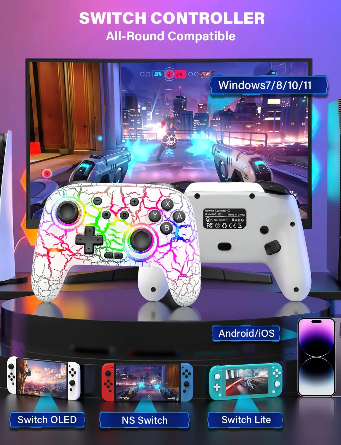 ZRZLMVP Switch Controllers Wireless for Nintendo Switch/OLED/Lite/Switch 2