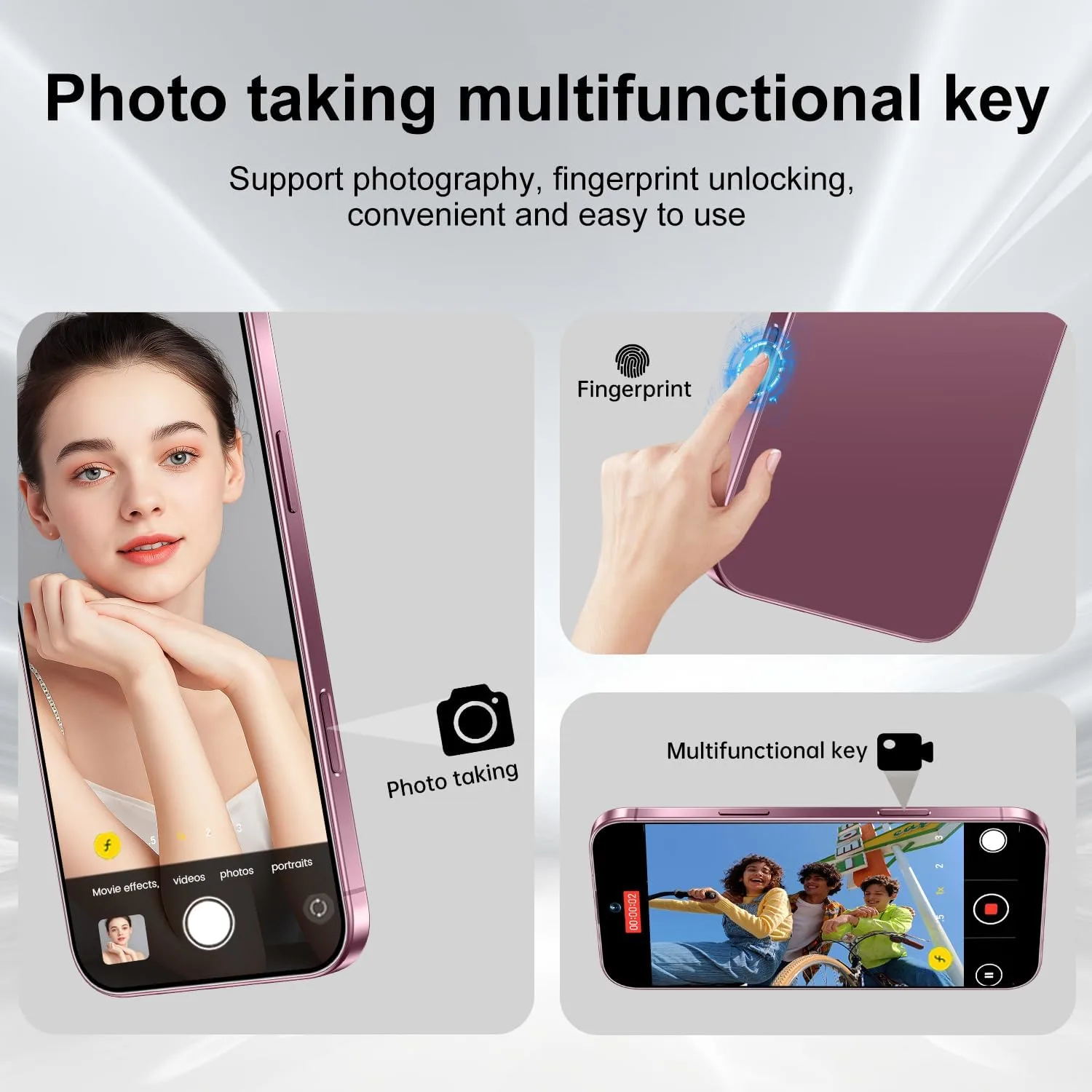 Huness 17 PM 16+1TB Unlocked Cell Phone,6.9" HD Screen Unlocked Phones,Android 15 7000mAh Long Battery Life Smartphone,5G/Dual SIM/Fingerprint Button Unlock/Photos/Face ID (Rose Gold)