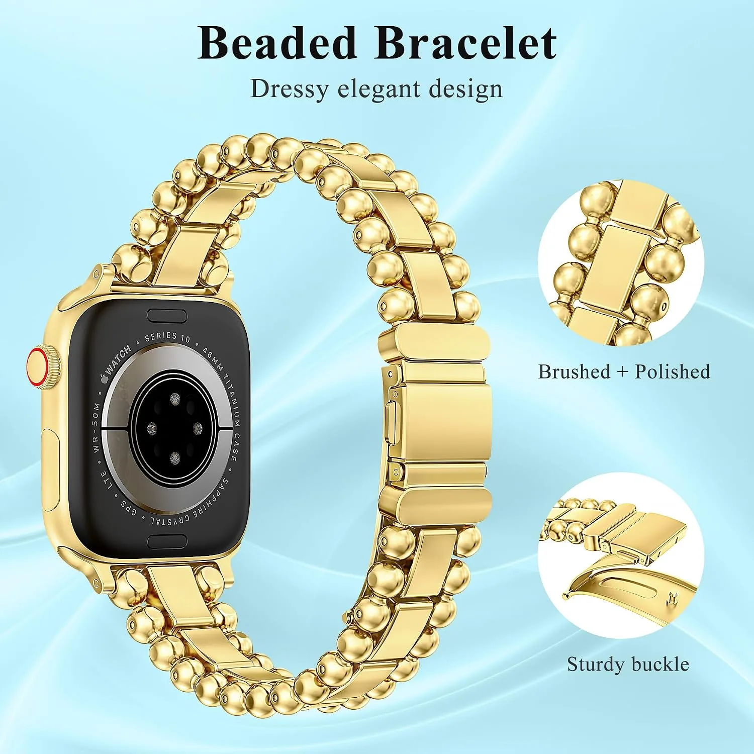 TOYOUTHS Dressy Metal Beaded Bracelet for Apple Watch Bands Women
