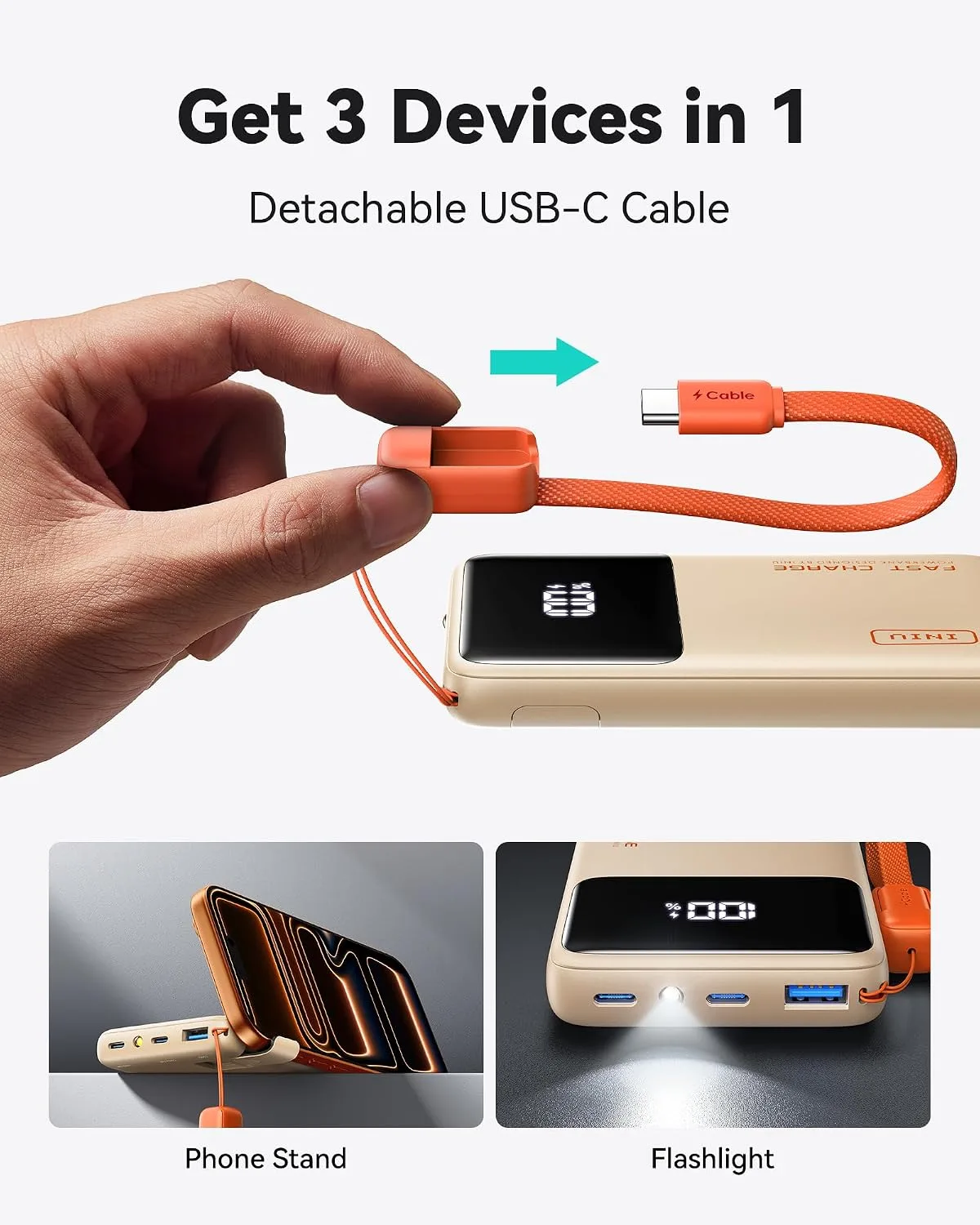 INIU Power Bank, Compact 10000mAh 45W PD Fast Charging Portable Charger