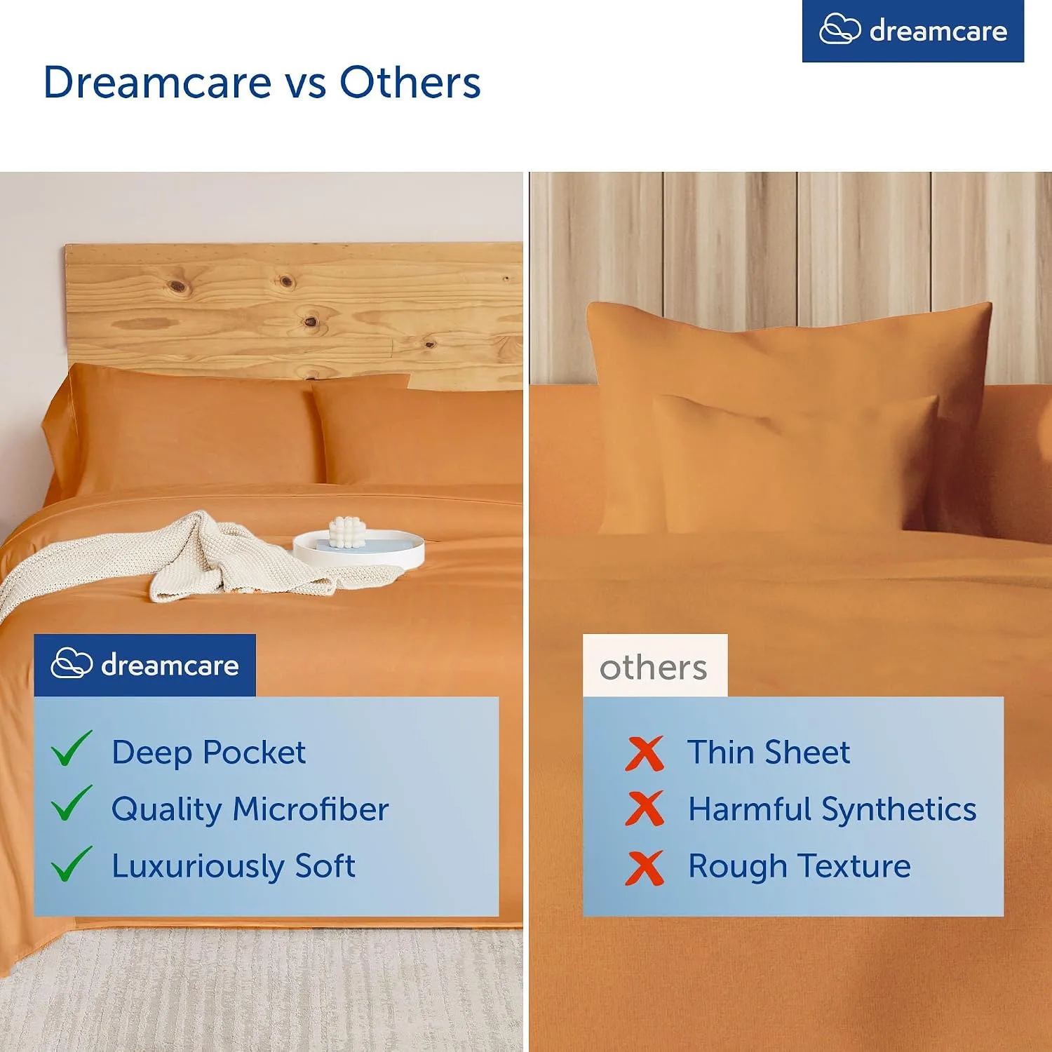 DREAMCARE King Size Sheets Set - 6 pcs Breathable Cooling Sheets King Size