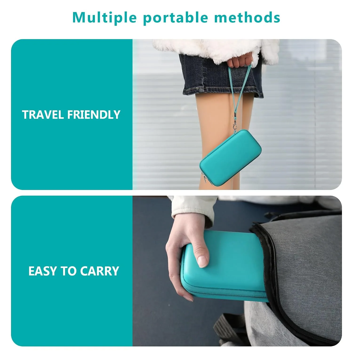 Supmay Hard Carrying Case Compatible with Nintendo DS Lite NDSL, Gameboy Advance Games Storage Holder Travel Bag with Mesh Pocket for USB Charging Cable, Stylus, Earphones, Game Cartridge, Green