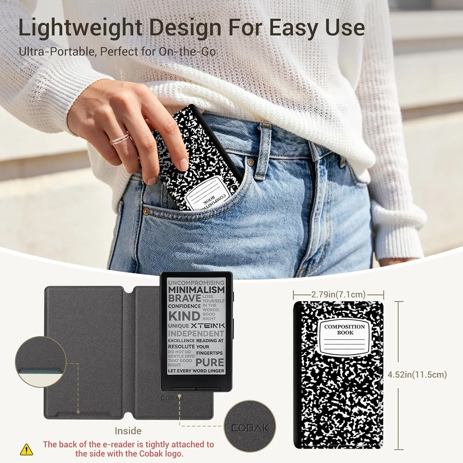 CoBak Magnetic Case for XTEINK X4, Ultra-Lightweight Protective Cover for Xteink X4 E-Reader, Secure Magnetic Attachment(Notekbook Pattern)