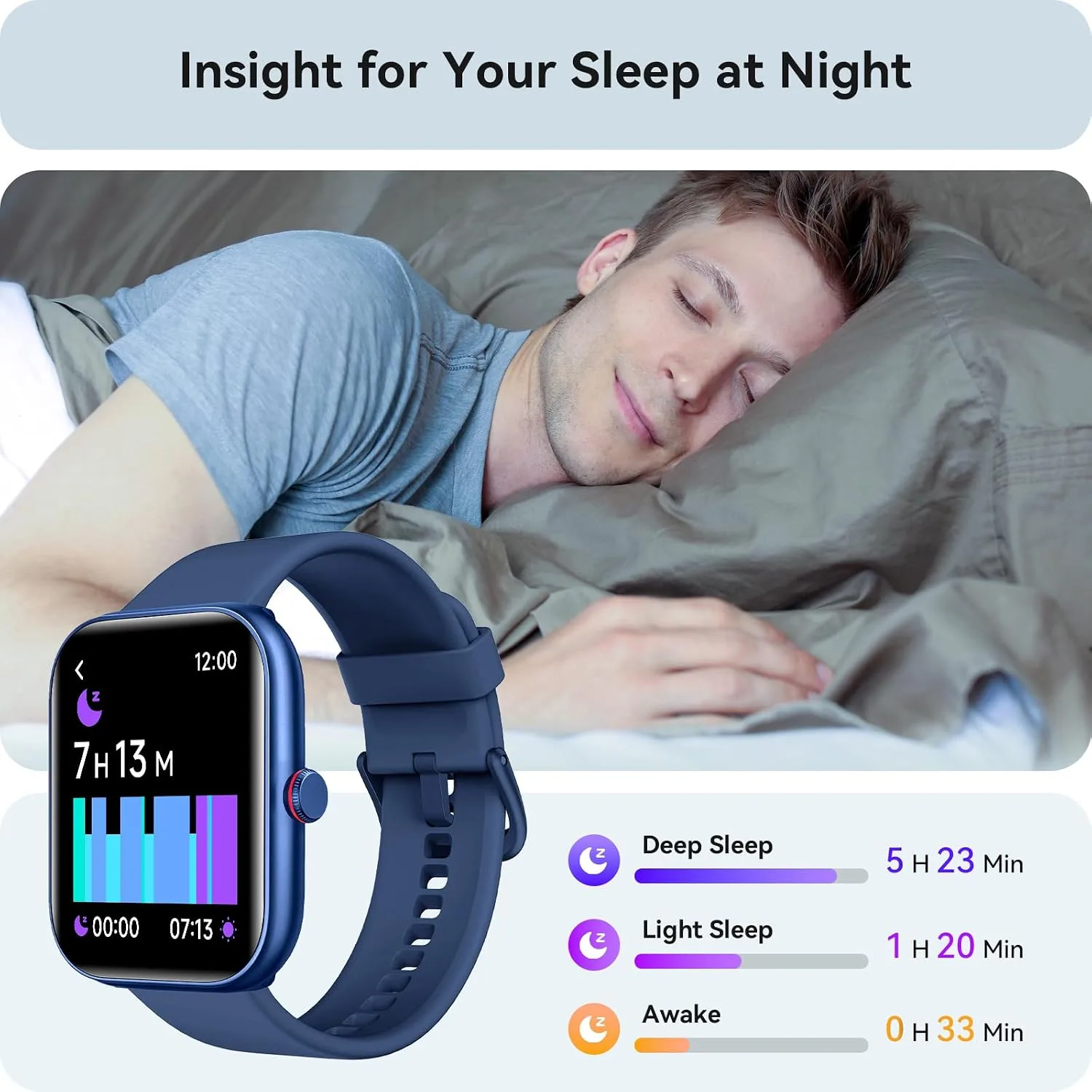 Yoever Smart Watch for Women Men iPhone & Android, 1.85" Fitness & Sleep Tracker with Calls/Text, Smartwatch IP68 Waterproof, 110+ Sport Modes, Heart Rate/SpO2 Monitor