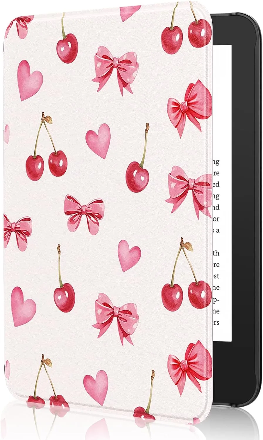 MoKo Case for 6" Amazon Kindle Basic 11th Gen 2024/2022, Cherry Bow