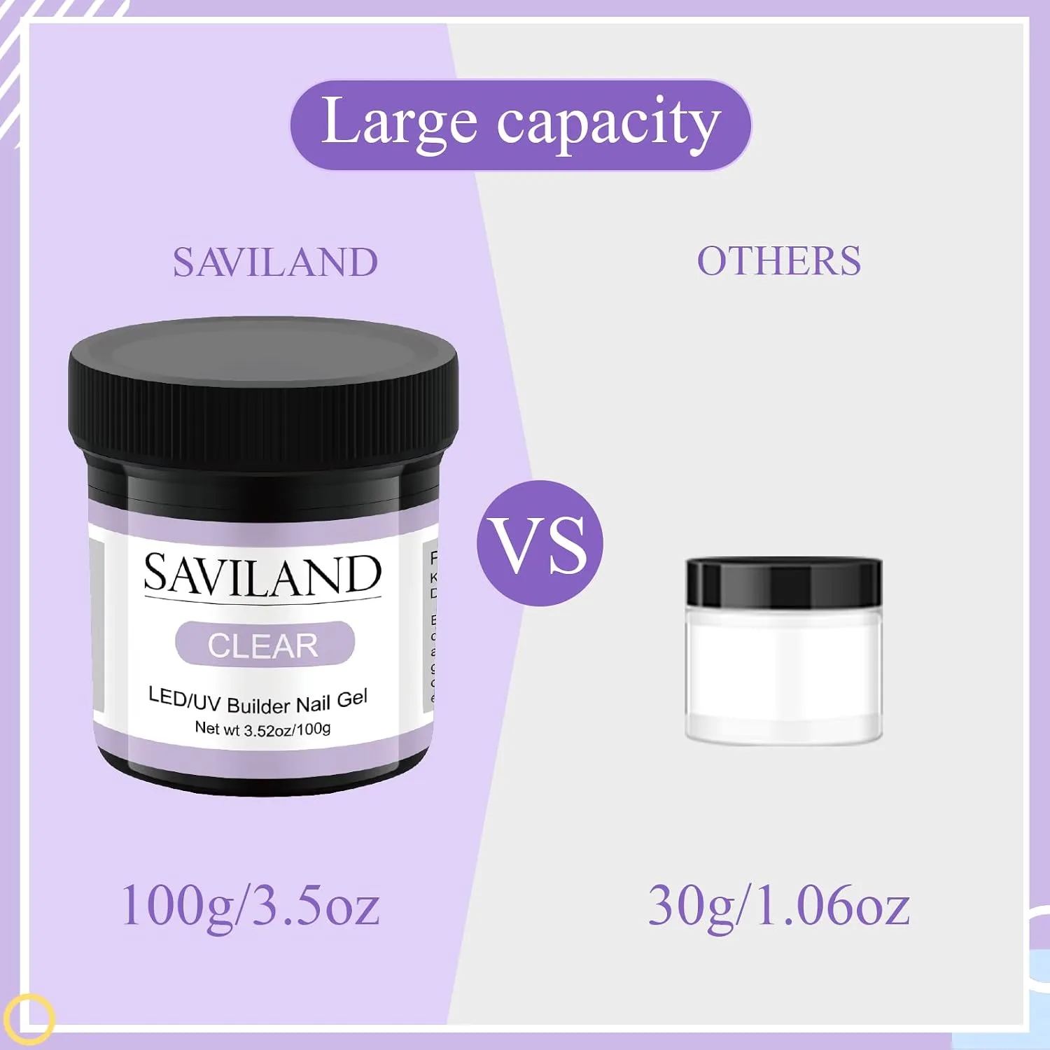 SAVILAND Builder Nail Gel Clear 3.5 oz for Nail Extensions & Manicure Art