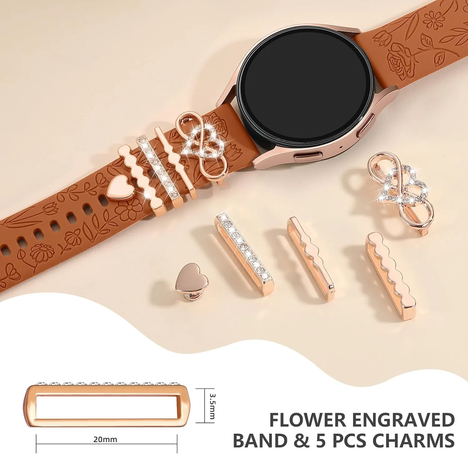 DaQin Flower Engraved Band Compatible with Samsung Galaxy Watch 7 Bands