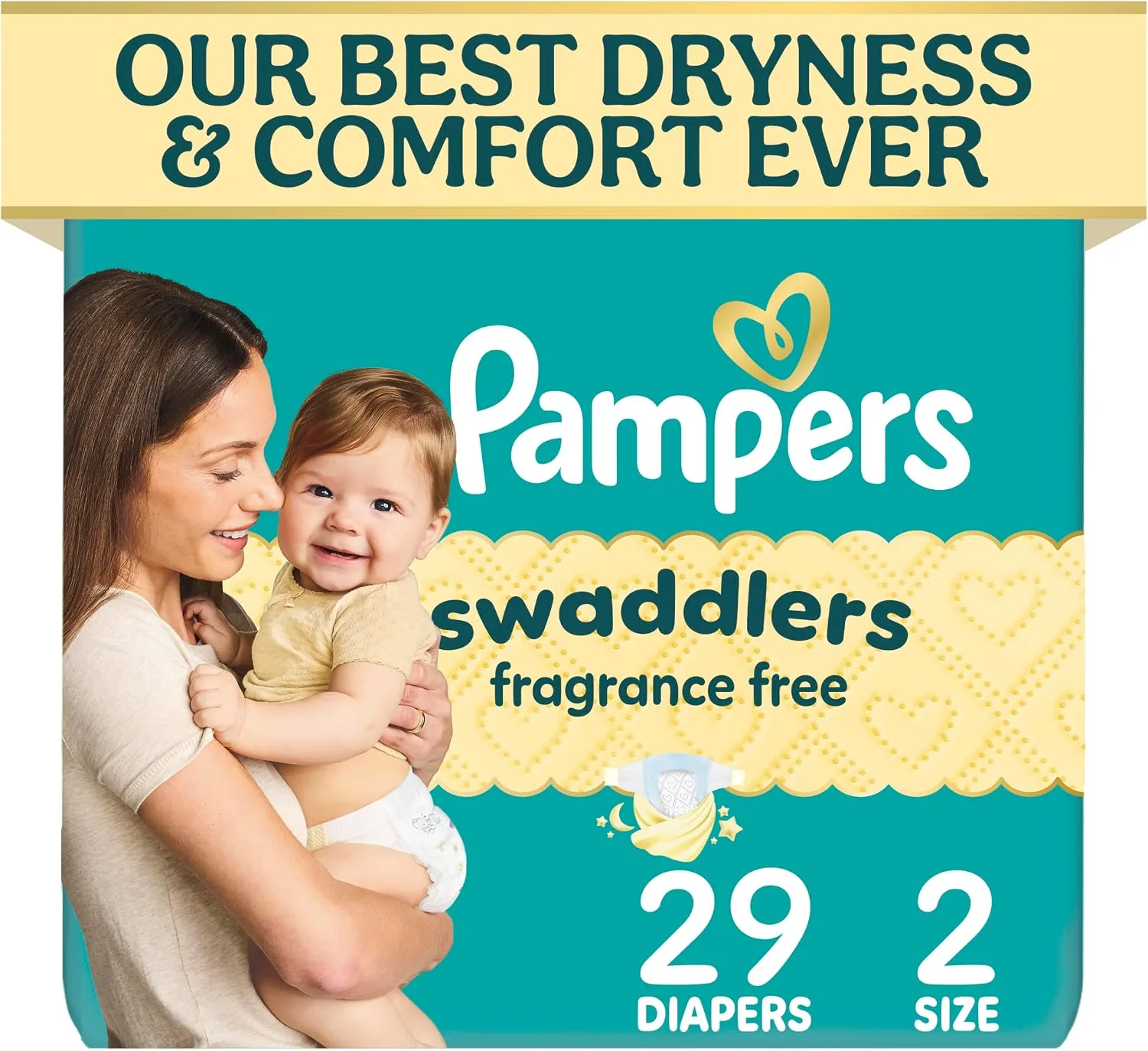 Pampers Swaddlers Diapers, Size 2 (10-22 lbs), 29 Count, Fragrance Free, Hypoallergenic, Absorbent, Pediatrician Recommended, Skin Safe