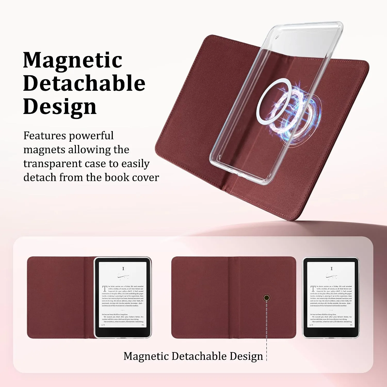 Magnetic Book Cover Case for 7'' Kindle Paperwhite & Colorsoft