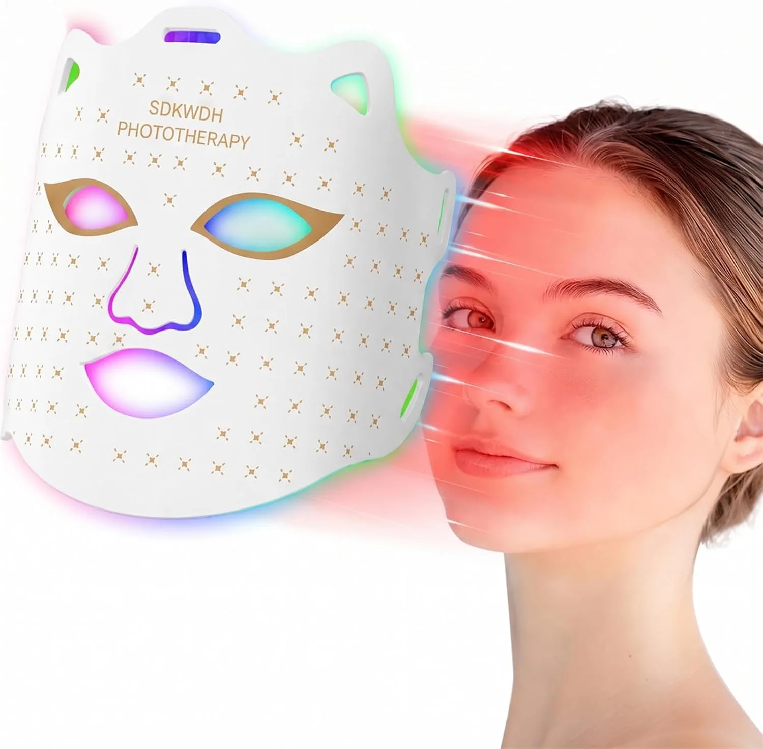 SDKWDH Red Light Therapy for Face, 850nm NIR Mask, Reduce Acne and Wrinkles