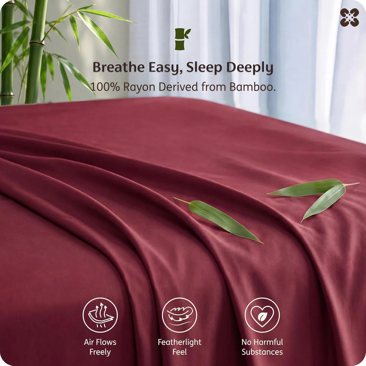 Bedsure PureWoven 100% Rayon Derived from Bamboo, Full Size Sheets, 4 PCS