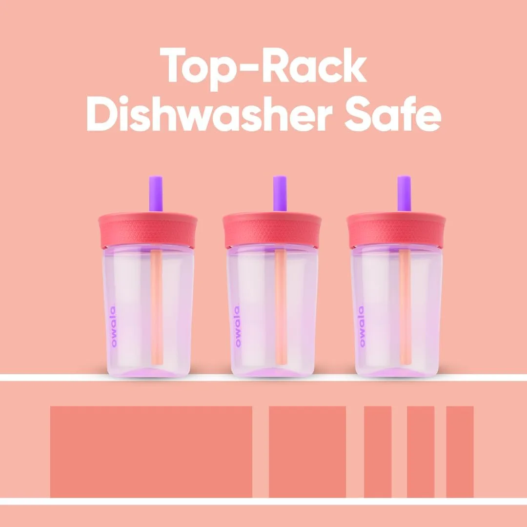 Owala Tumbler Kids Plastic Water Bottle 15 oz Lilac Rocket