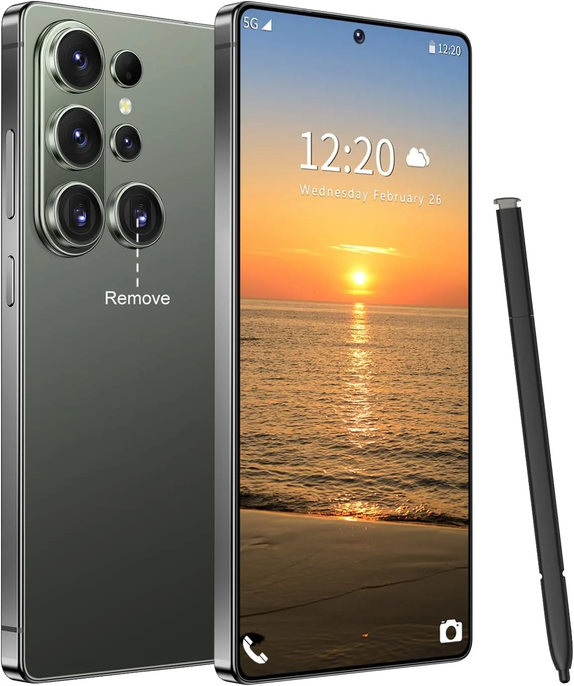 Huness 26 Ultra Unlocked Cell Phone,Built in Pen,16+1TB Unlocked Phone, Android 15 Battery 7000mAh 6.99" HD Screen Smartphone, 5G/Face ID/Fingerprint Lock/Dual SIM/GPS (Green)