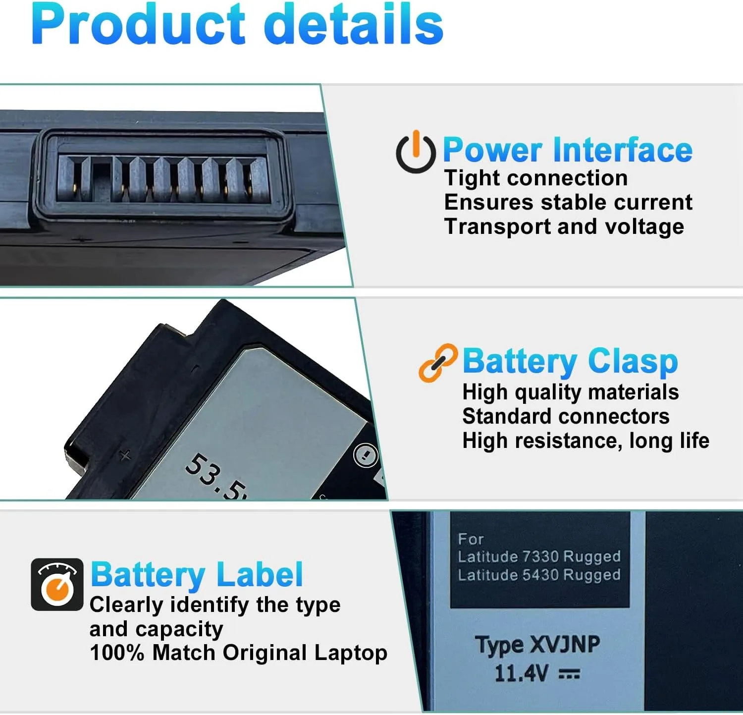 XVJNP Laptop Battery for Dell Latitude 5430 7330 Rugged Extreme