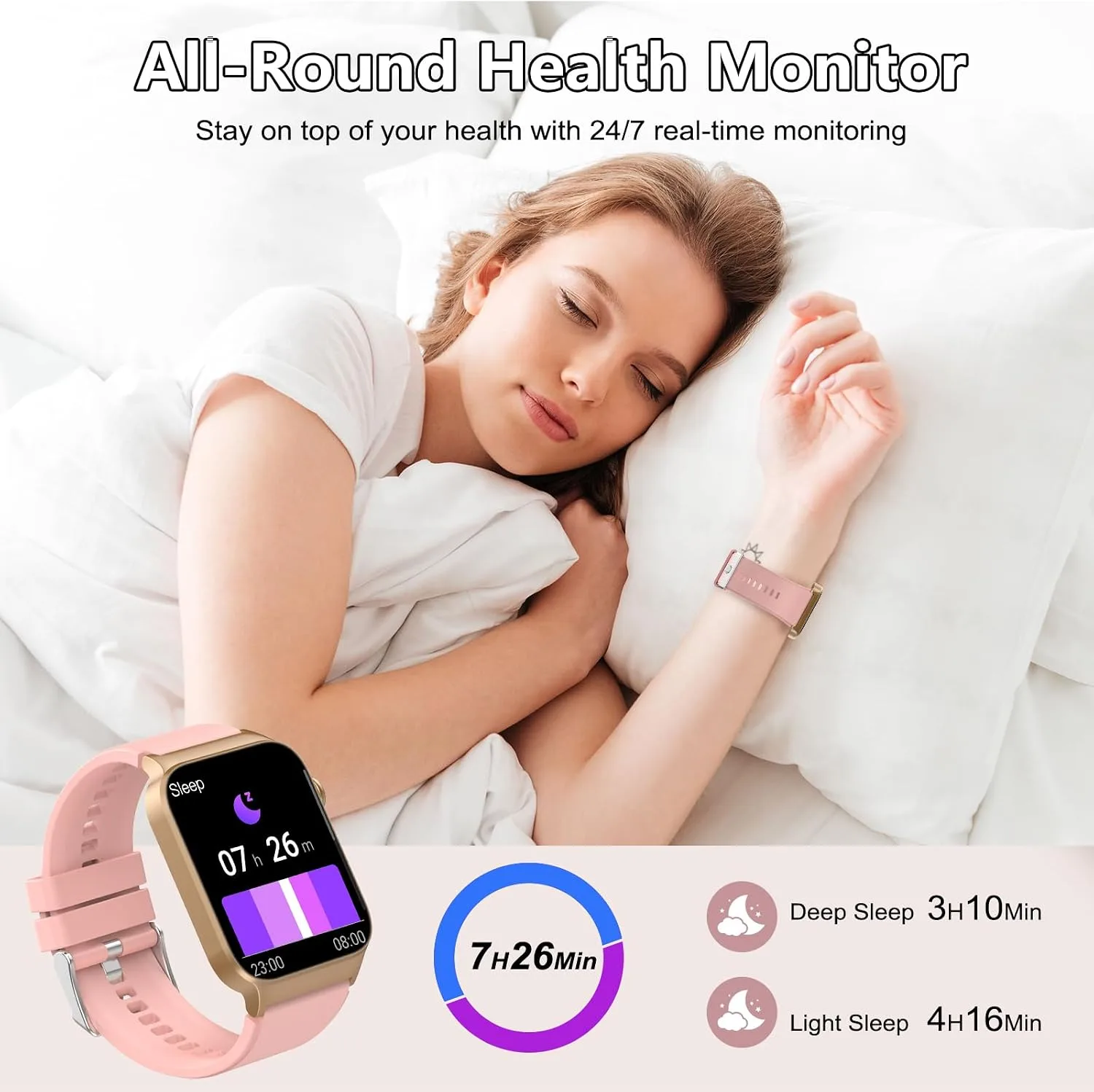 STECEi Smart Watch for Men Women Bluetooth Call, 1.85" HD Screen Smartwatch with Heart Rate/Sleep Monitor, 110+ Sport Modes Activity Trackers IP68 Waterproof, Fitness Watch for Android, Rosegold