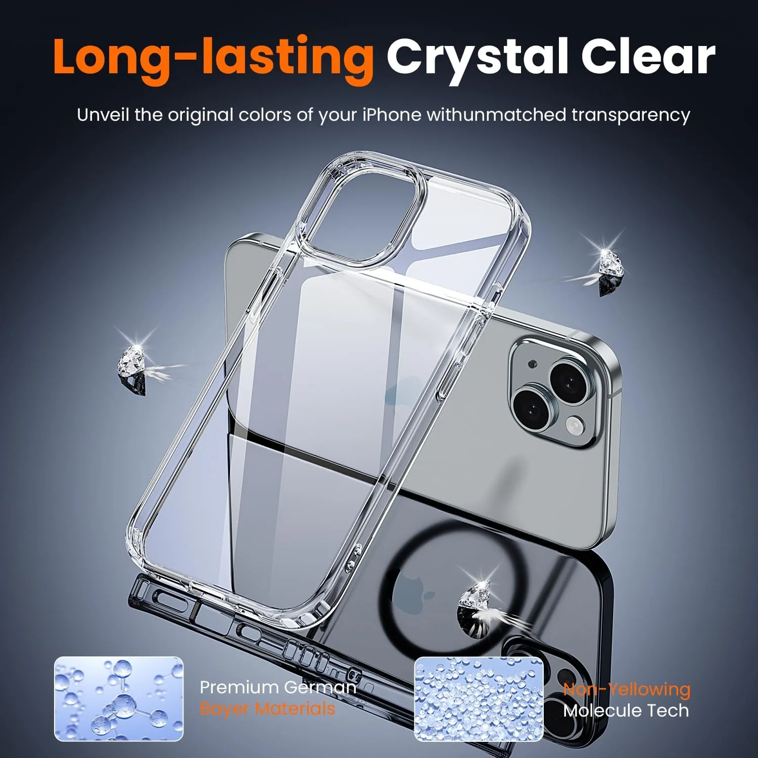 toushion 3 in 1 for iPhone 15 Plus Case Transparent
