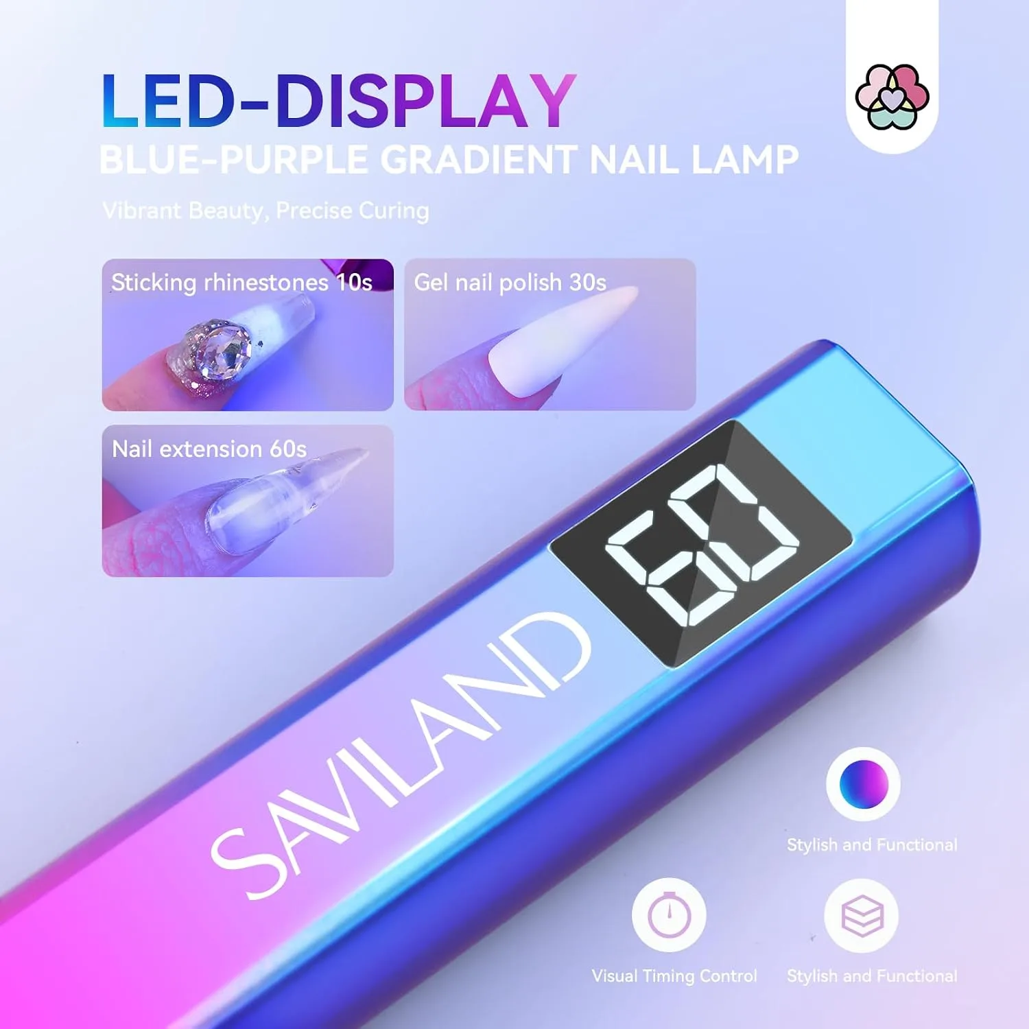 SAVILAND U V Light for Gel Nails, Mini Handheld U V LED Nail Lamp, 12W