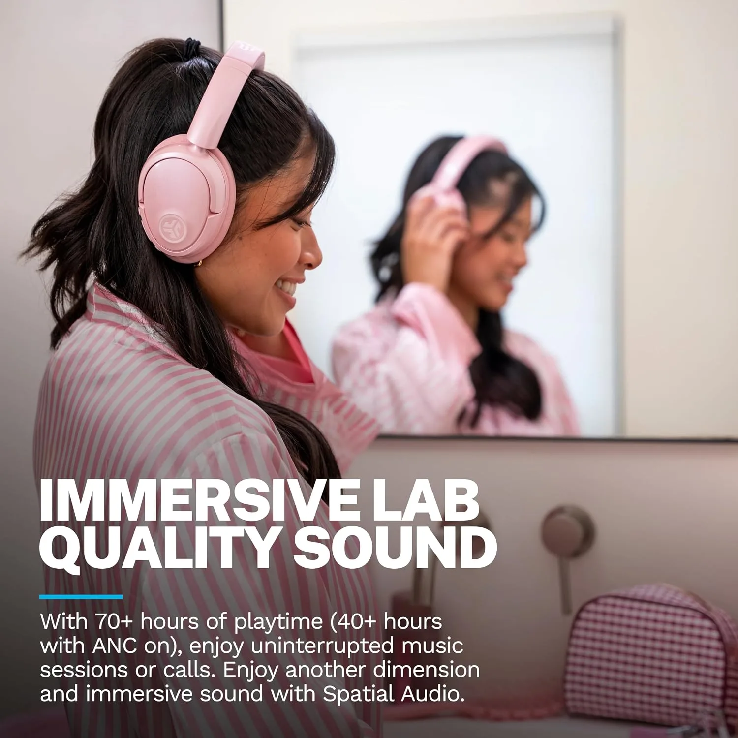 JLab JBuds Lux ANC Jelle Wireless Over-Ear Headphones, Blush Fund