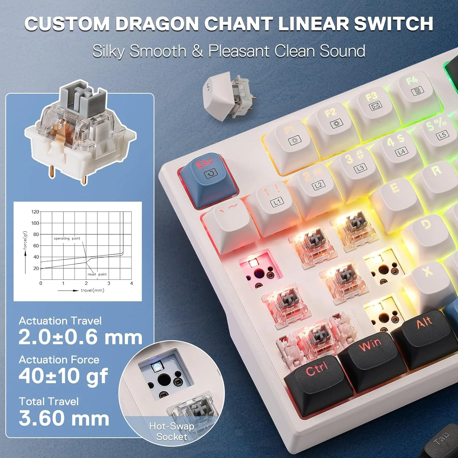 Redragon K668 108-Key Hot-Swap Wired RGB Gaming Keyboard, Extra 4 Hotkeys