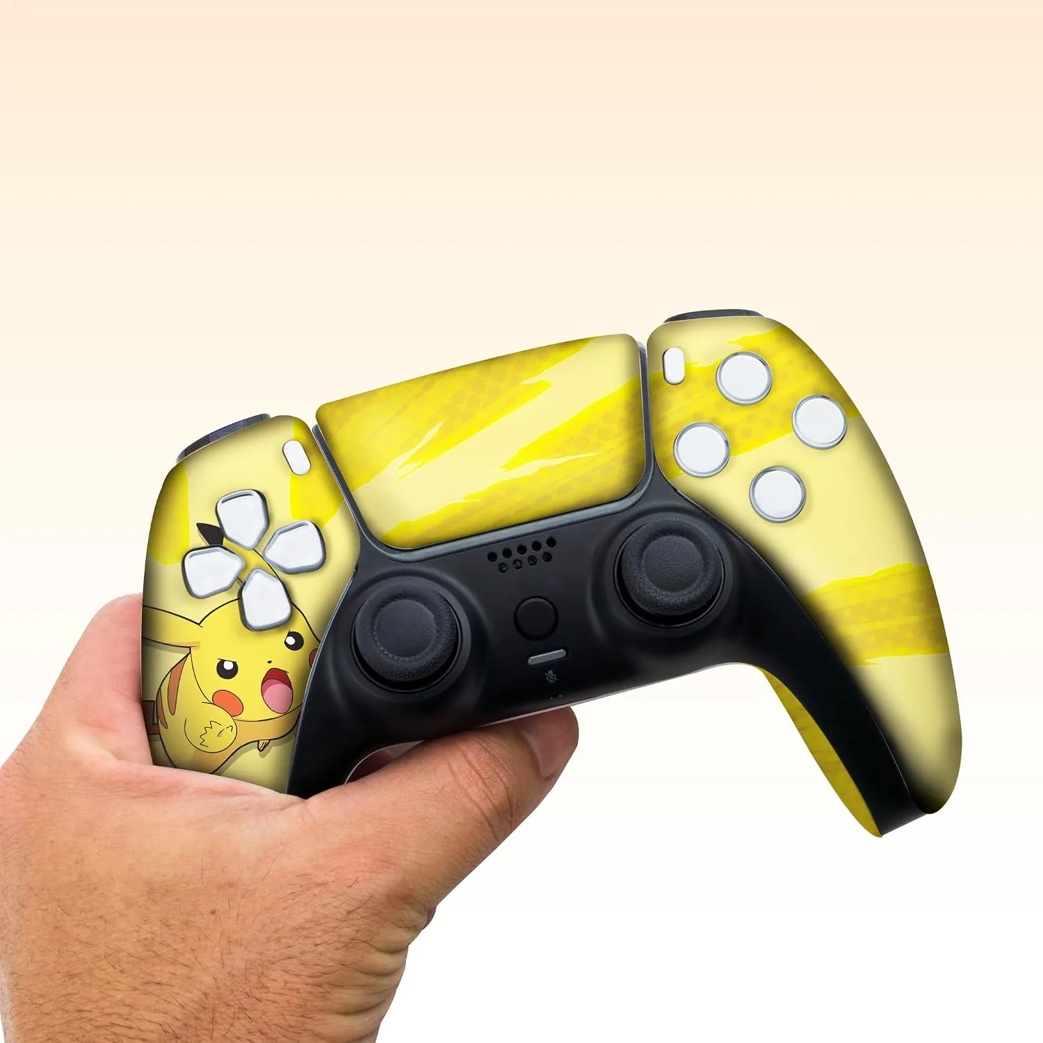 Pikachhu Custom PS-5 Controller Wireless compatible with Play-Station 5 Console by BCB Controllers | Proudly Customized in USA with Permanent HYDRODIP Printing(NOT JUST A SKIN)(MODDED)