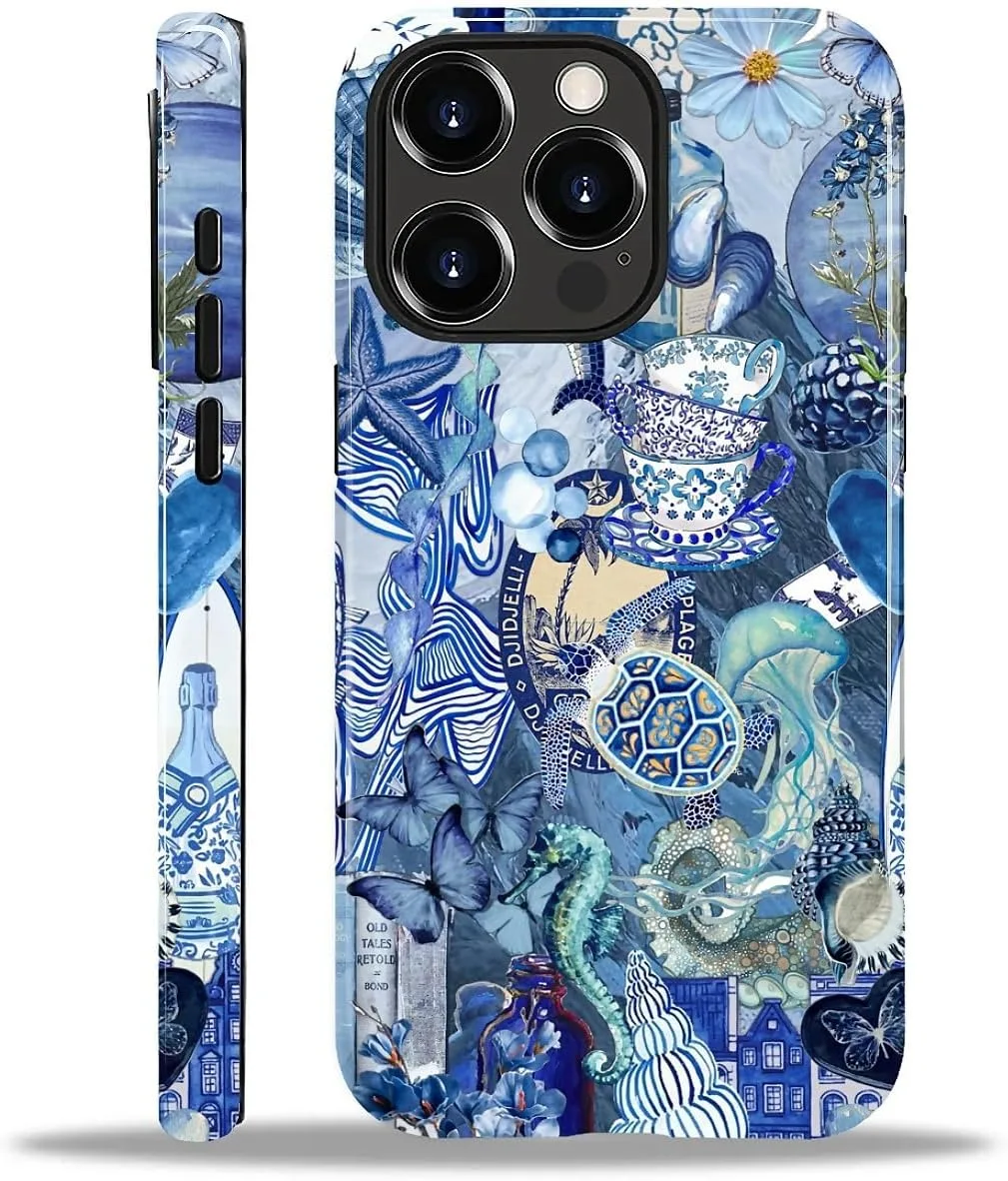 DAIZAG Case for iPhone 12/12 Pro,Mixed 2 Layer Design Shockproof Soft TPU Ddouble Protection Phone Case for iPhone 12/12 Pro-Blue Book Sea Life World