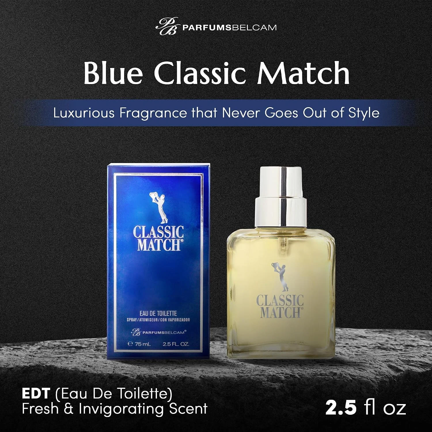 Belcam Beauty Blue Classic Match Eau de Toilette, 2.5 Fl Oz, Pack of 2