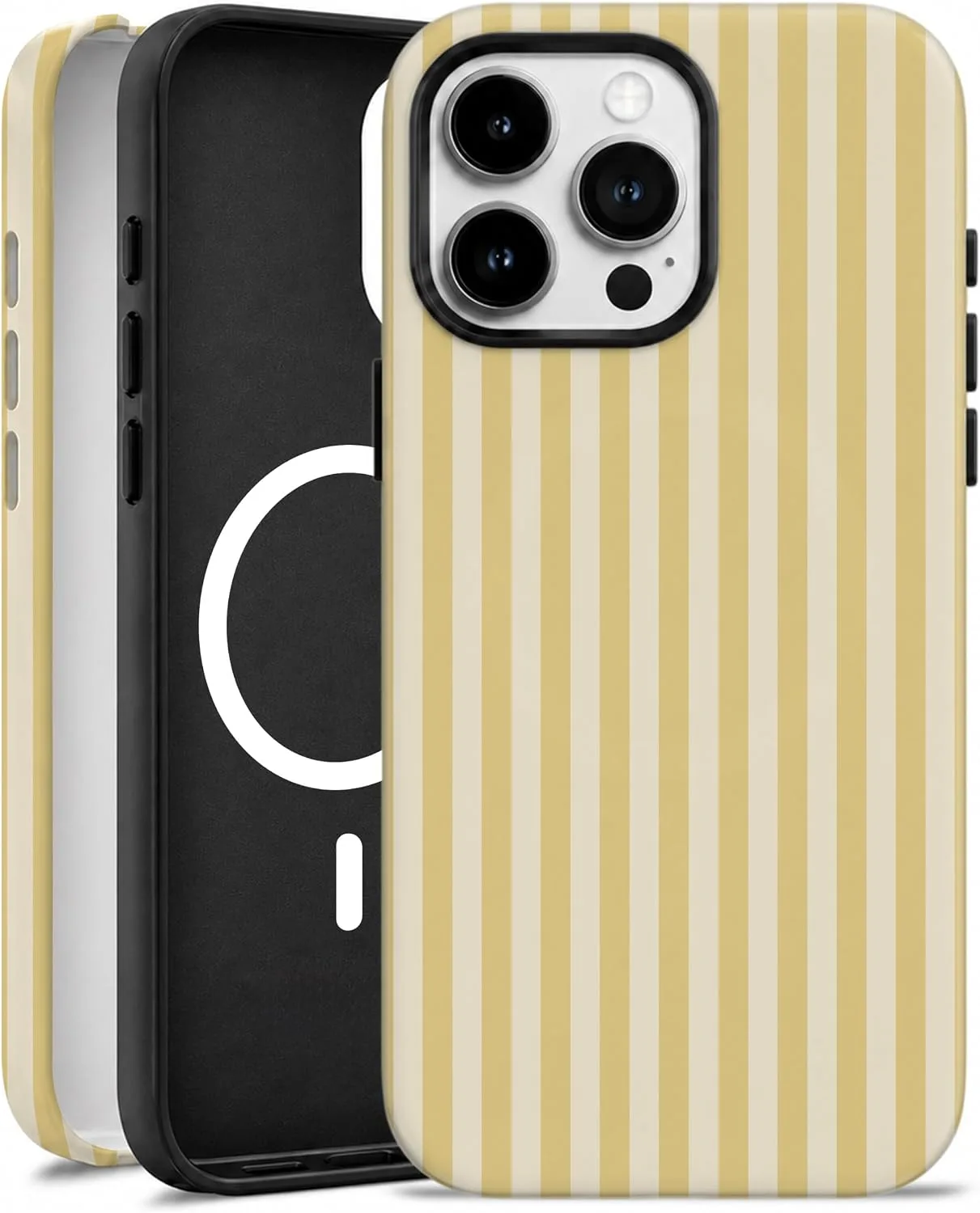 Funda para iPhone 15 Pro Elystara Amarillo Mantequilla a Rayas