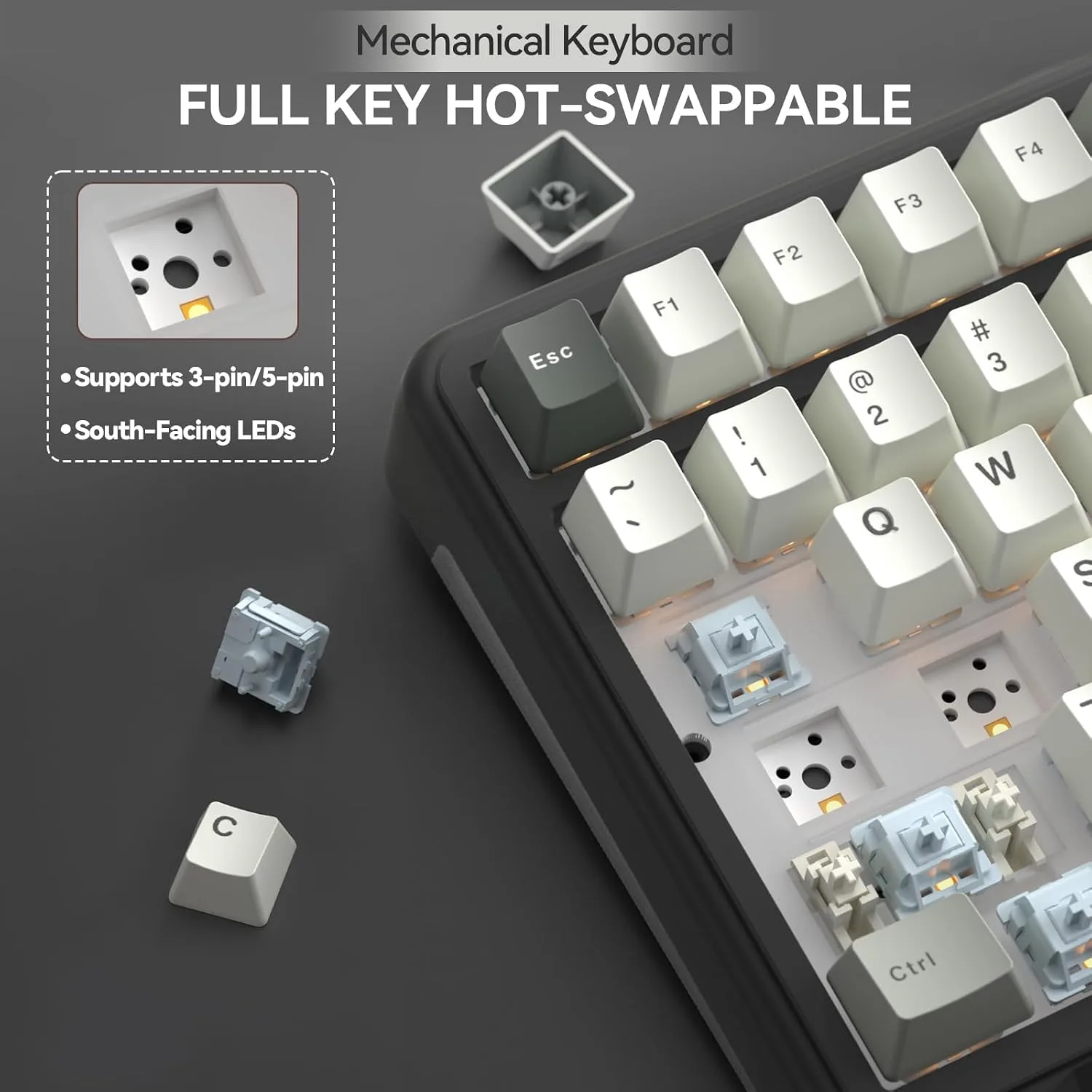 SOLAKAKA A99 Pro Wireless Mechanical Keyboard with LCD Screen & Metal Knob, 2.4GHz/BT5.0/USB-C, RGB Backlit Gaming Keyboard, Hot Swappable, Creamy Keyboard with Gasket Structure, for Win/Mac