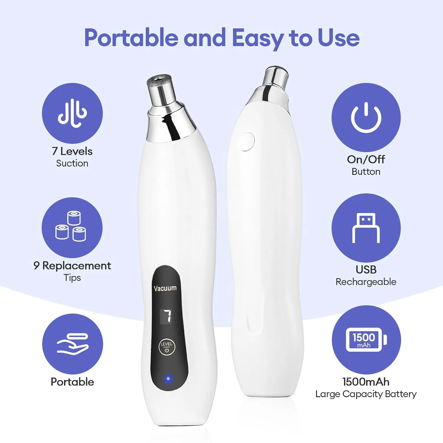 Microdermabrasion Machine, 7 Suction Modes with 9 Diamond Tips