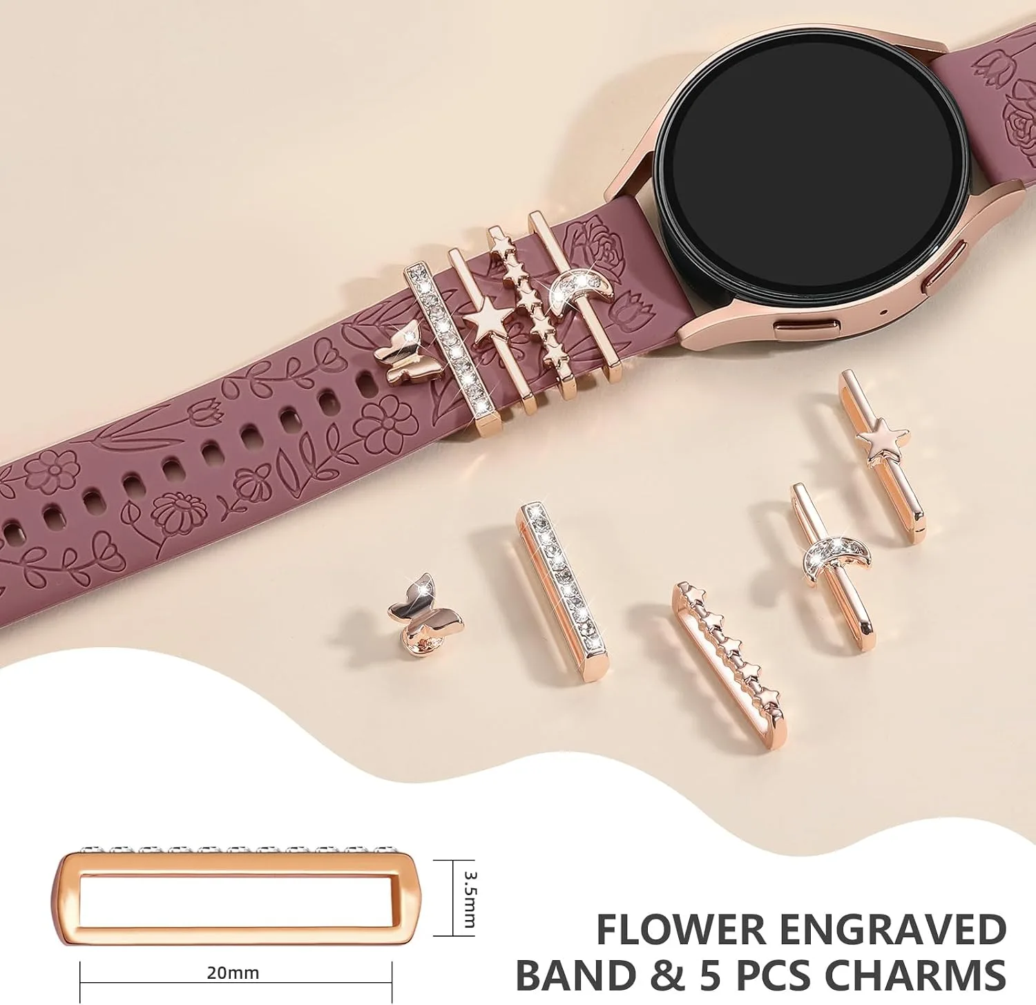 DaQin Flower Engraved Band Compatible with Samsung Galaxy Watch 7 Bands
